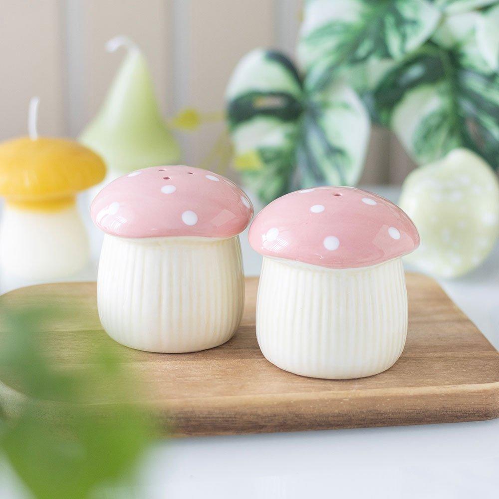Something Different  Mushroom Salt And Pepper Shakers Pink