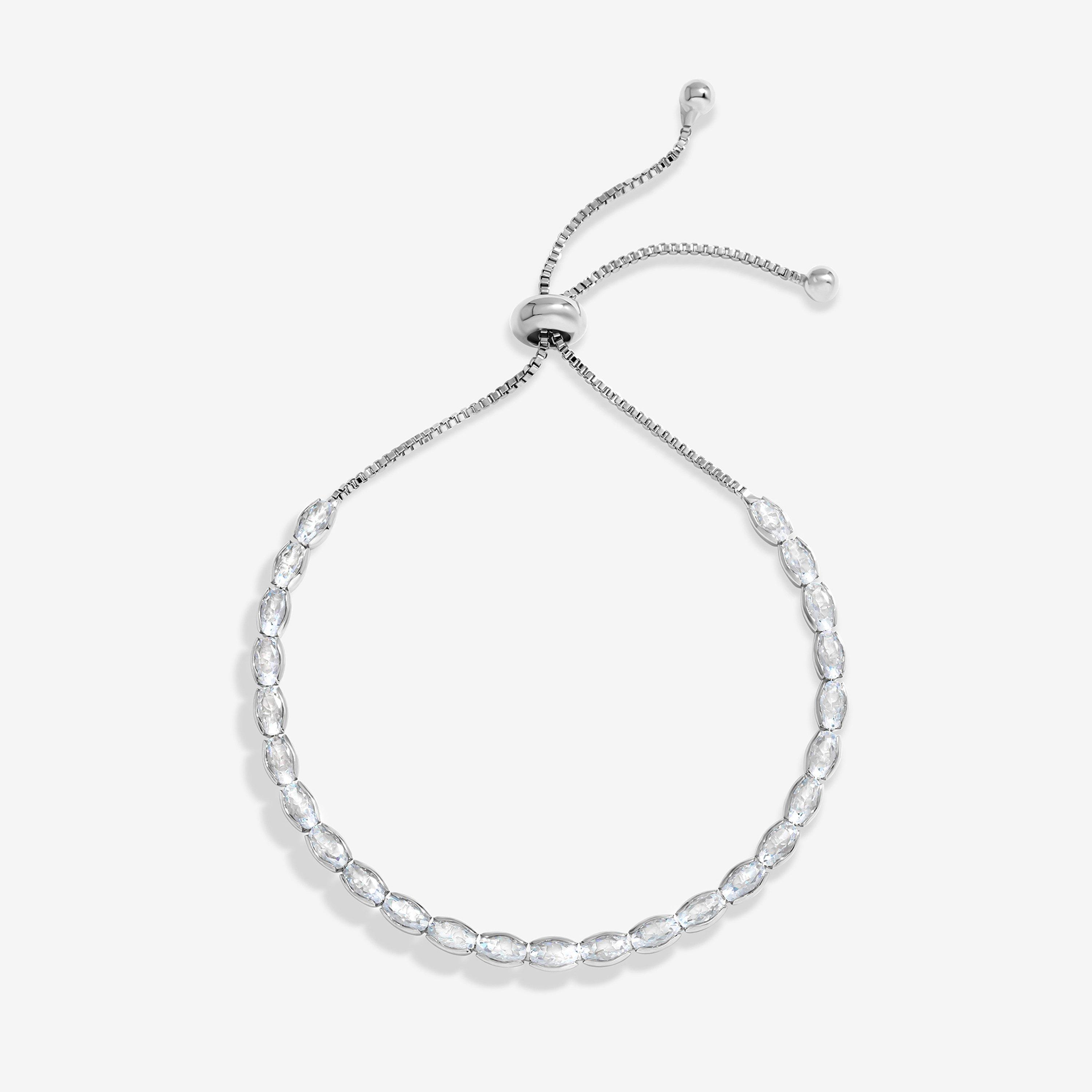 Silver - Jon Richard - Rhodium Plated CZ Tennis Toggle Bracelet - 1