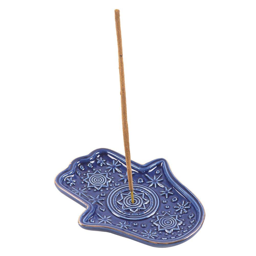 Blue - Something Different - Dark Blue Hand of Hamsa Incense Holder and Trinket - 2