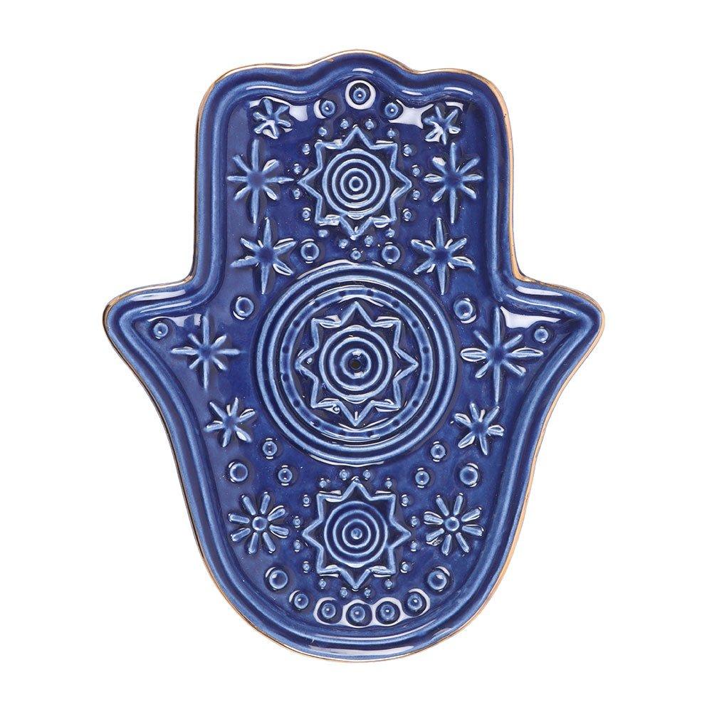 Blue - Something Different - Dark Blue Hand of Hamsa Incense Holder and Trinket - 3