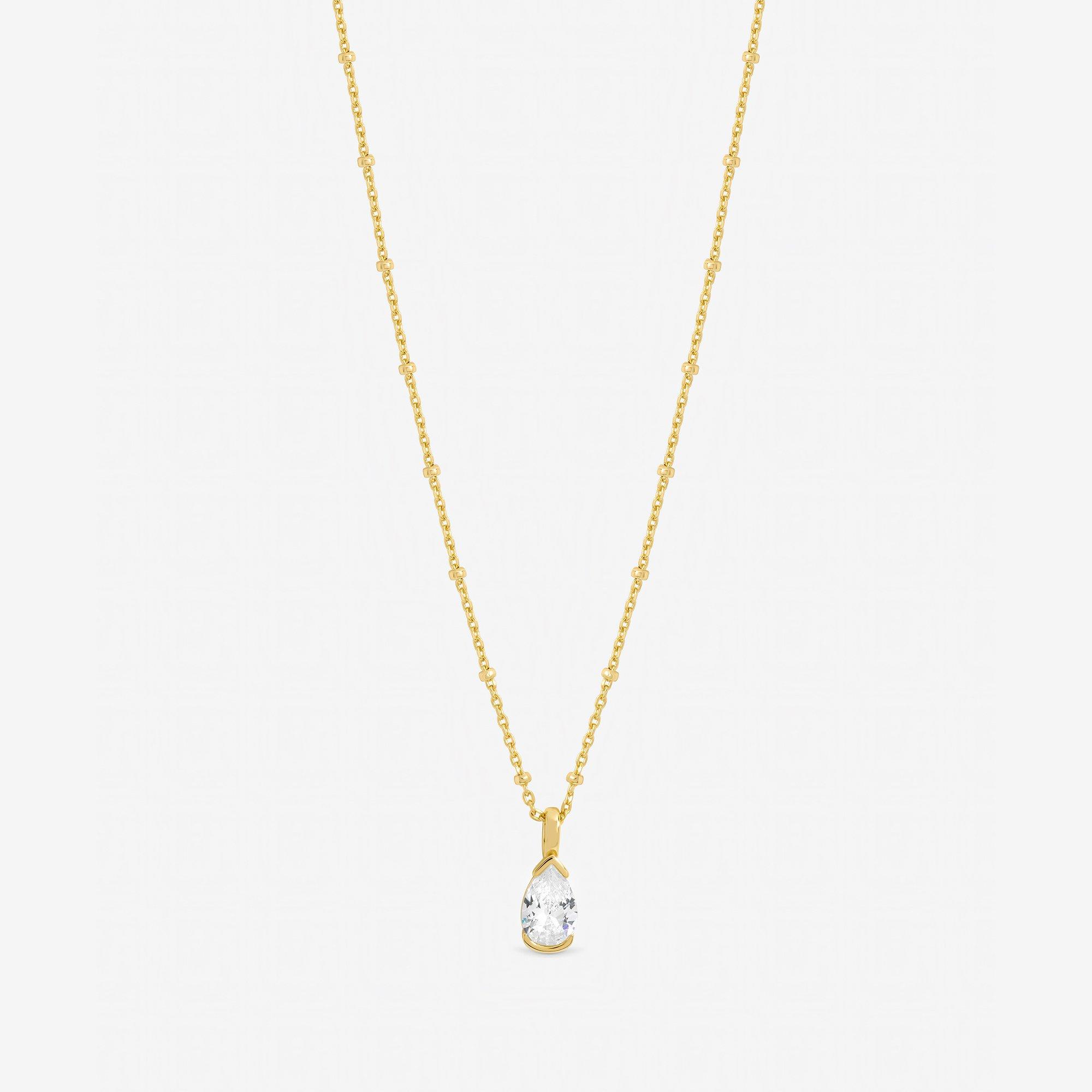 Silver - Jon Richard - Gold Plated and Cubic Zirconia Pear Drop Pendant