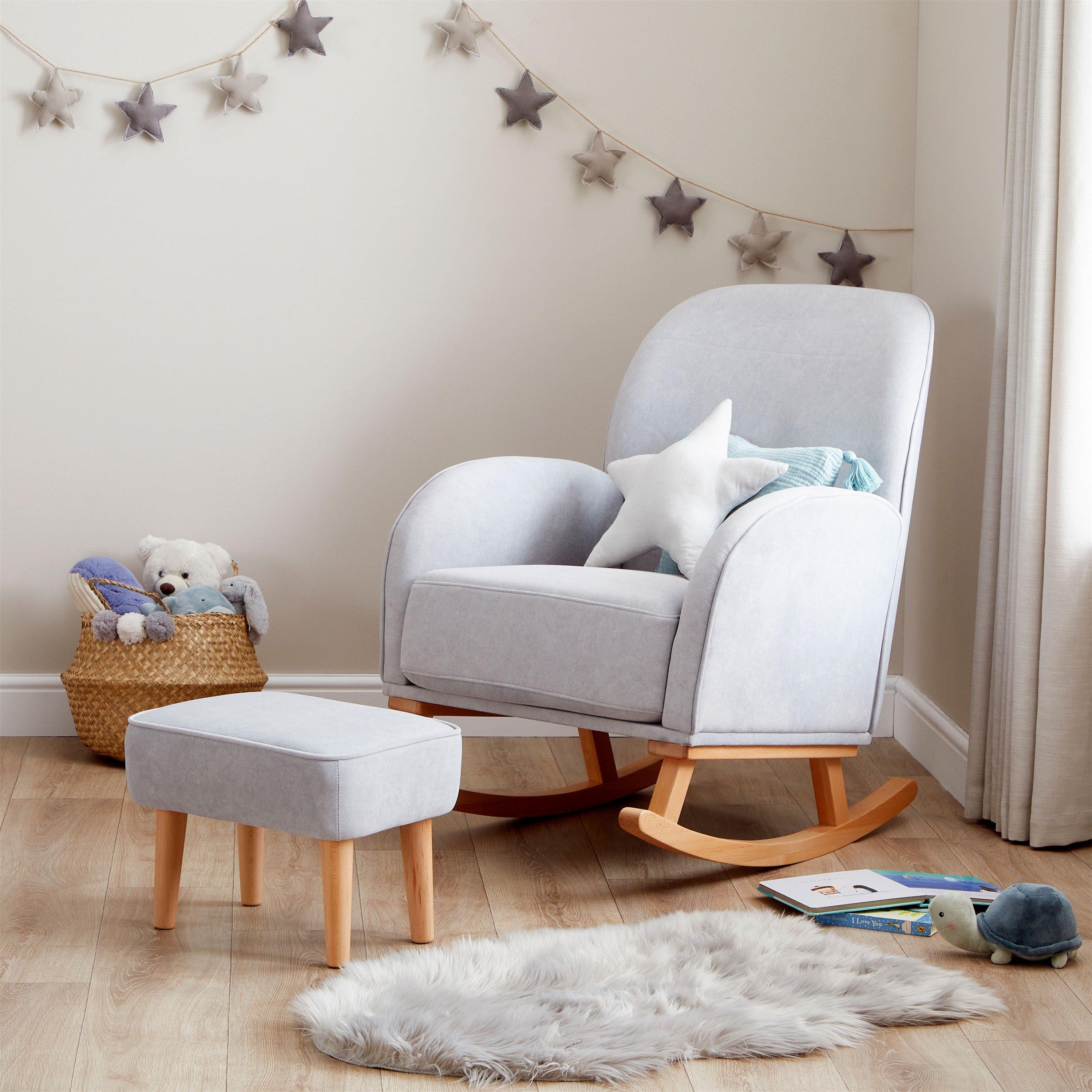 Grey - Babymore - Freya Nursing Chair with stool - Grey - 2