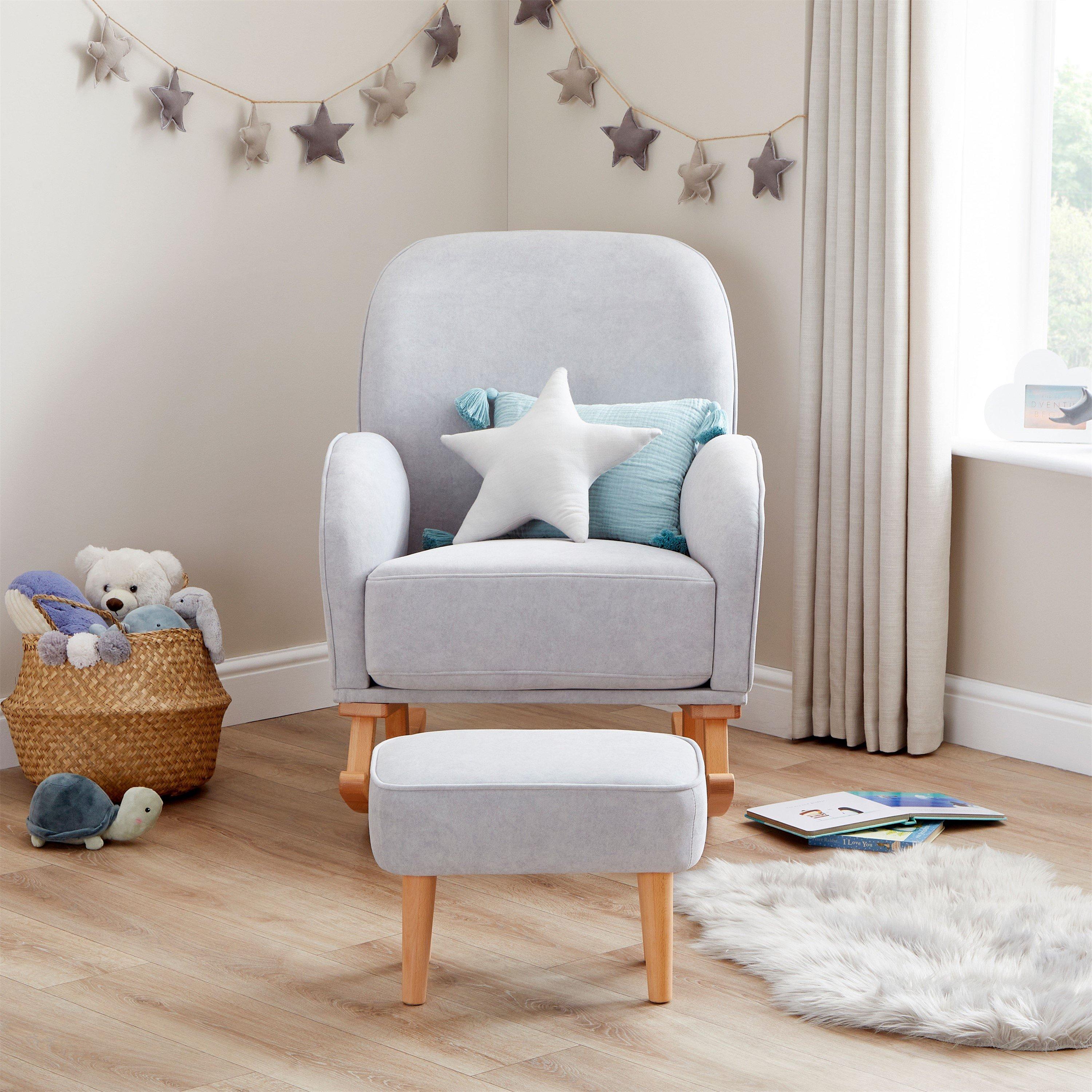 Grey - Babymore - Freya Nursing Chair with stool - Grey - 3