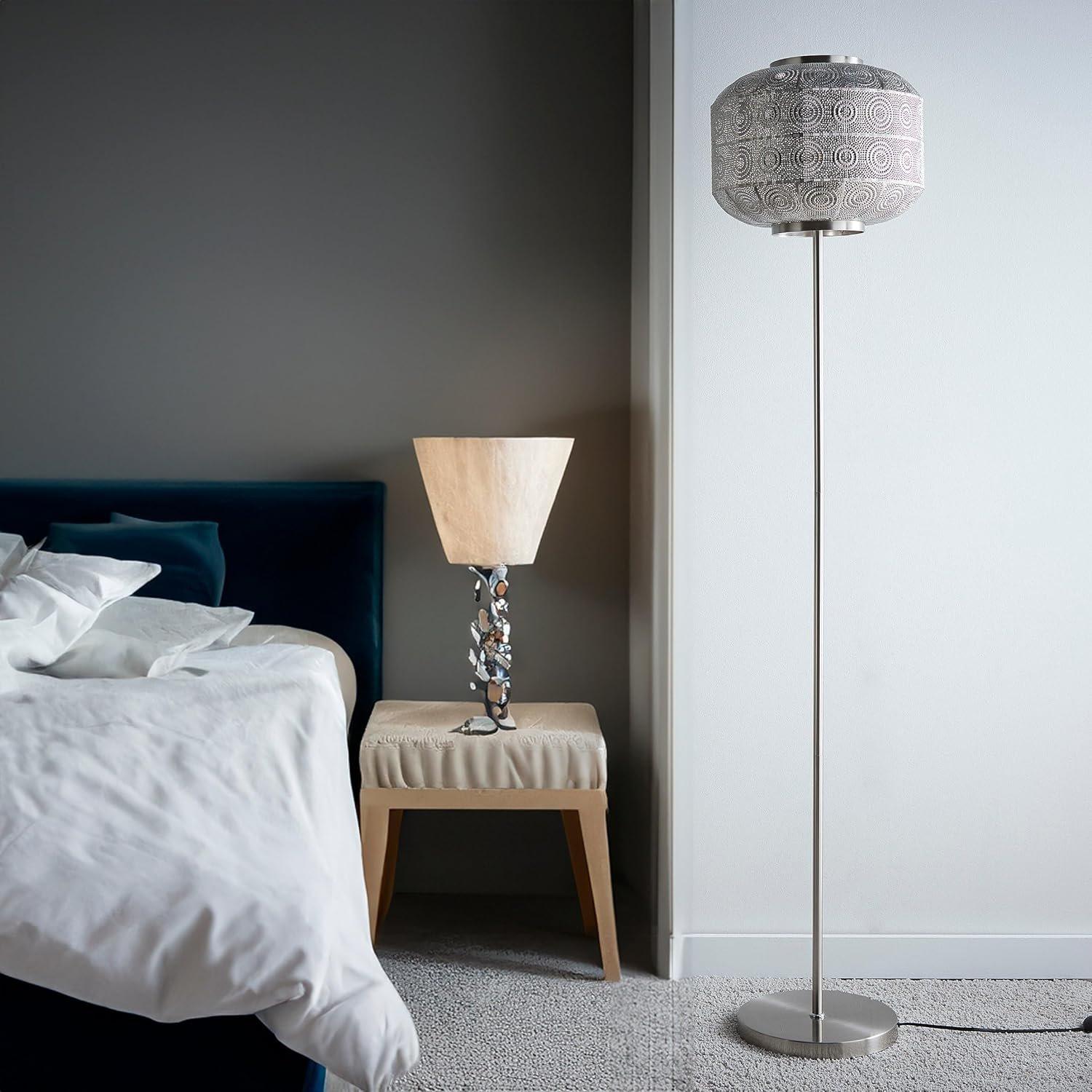 Satin Nickel - K Living - Enva Geometric Pattern Moroccan Design Floor Lamp - 1