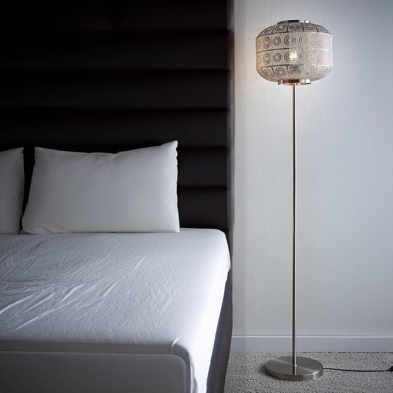 Satin Nickel - K Living - Enva Geometric Pattern Moroccan Design Floor Lamp - 2