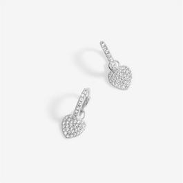 Simply Silver Sterling Silver 925 Pave Heart Charm Hoops
