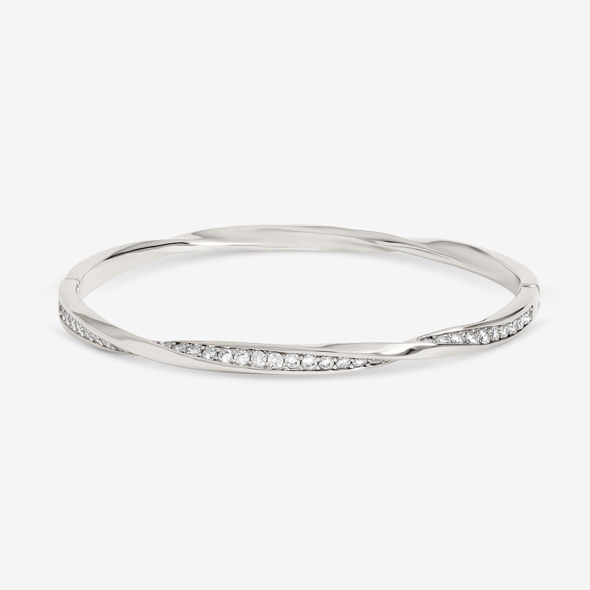 Silver - Jon Richard - Rhodium Plated and Pave Twist Bangle - 1