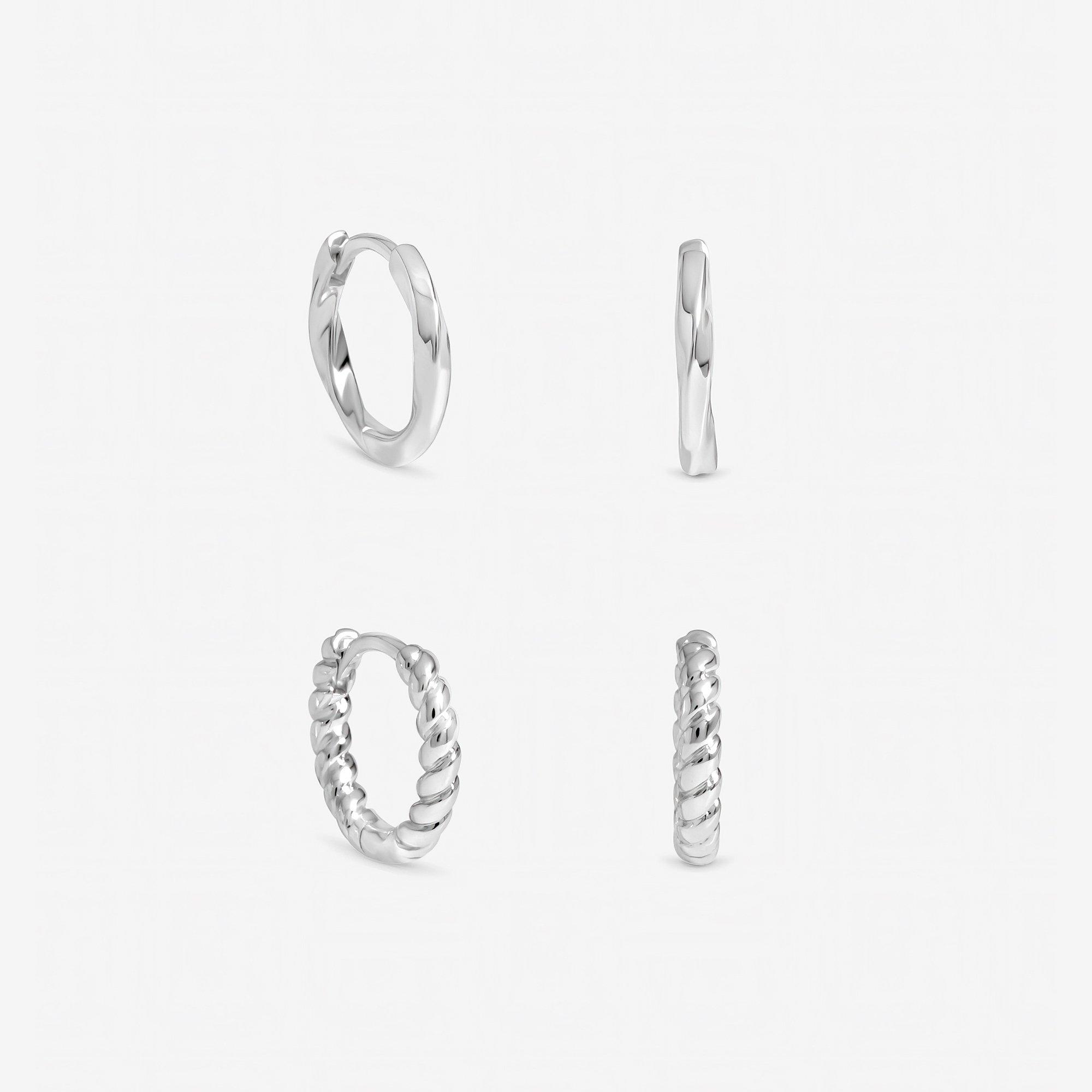 Silver - Inicio - Sterling Silver Plated Polished Hoops - Pack of 2