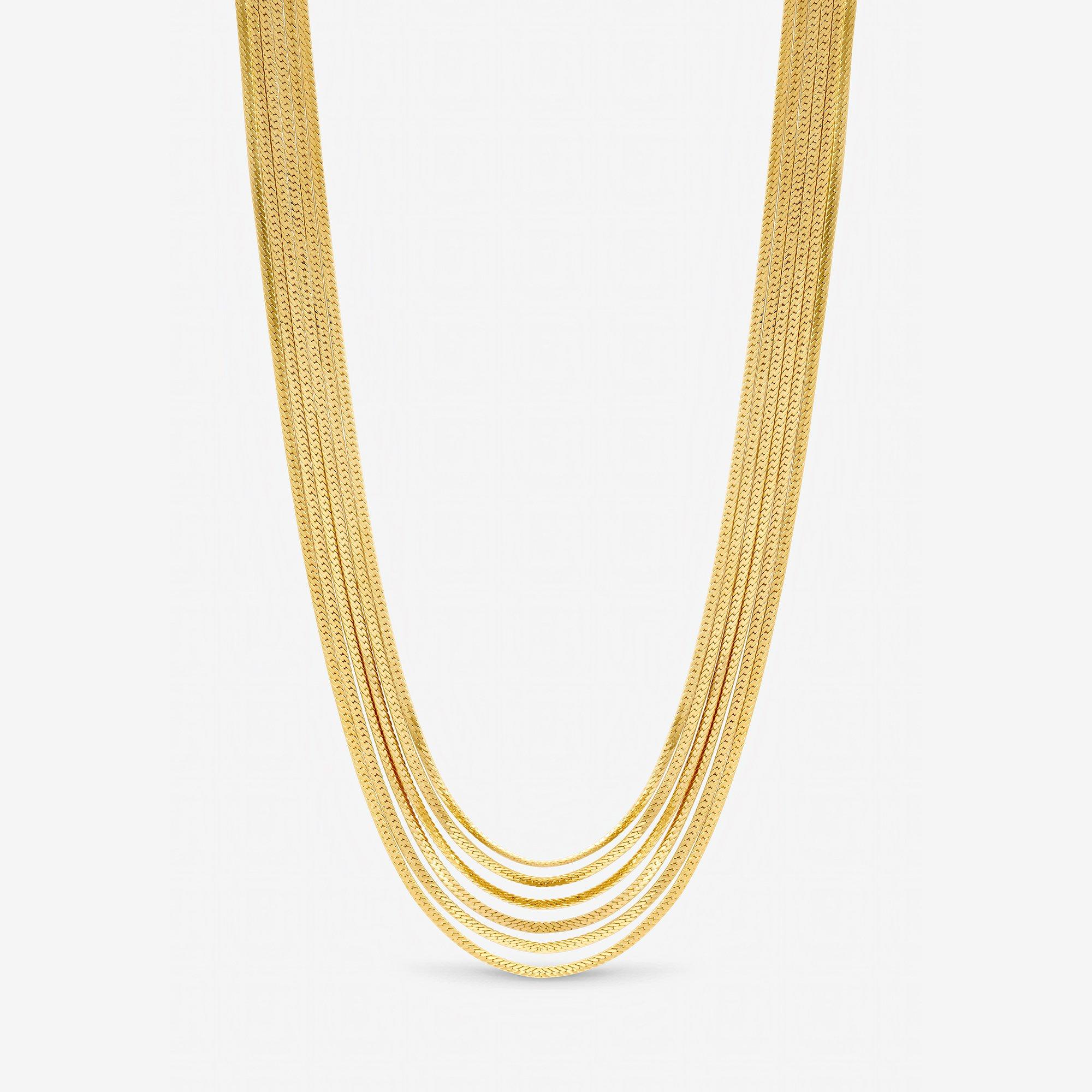 Gold - Inicio - Gold Plated Multi Layered Necklace - Gift Pouch - 1