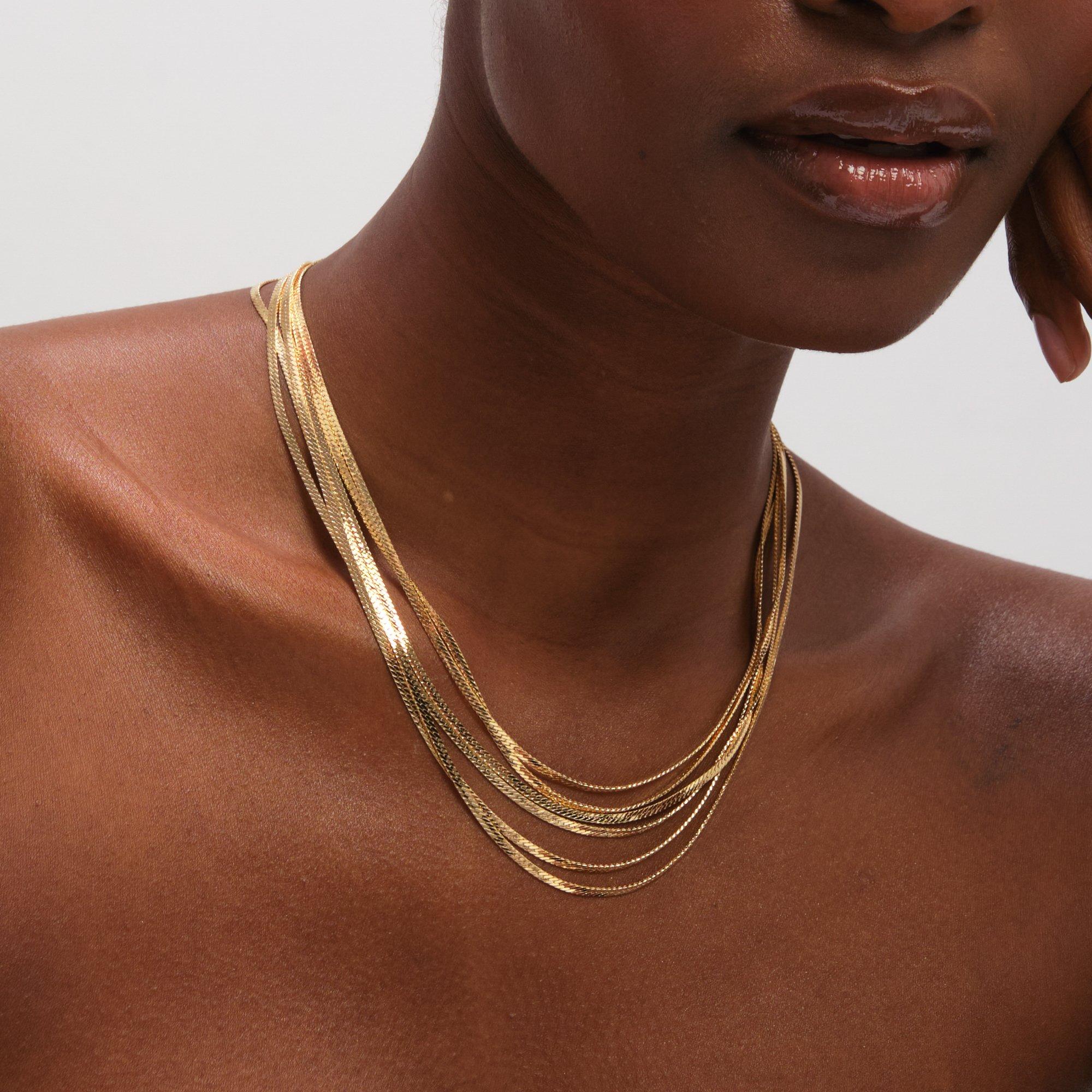 Gold - Inicio - Gold Plated Multi Layered Necklace - Gift Pouch - 2