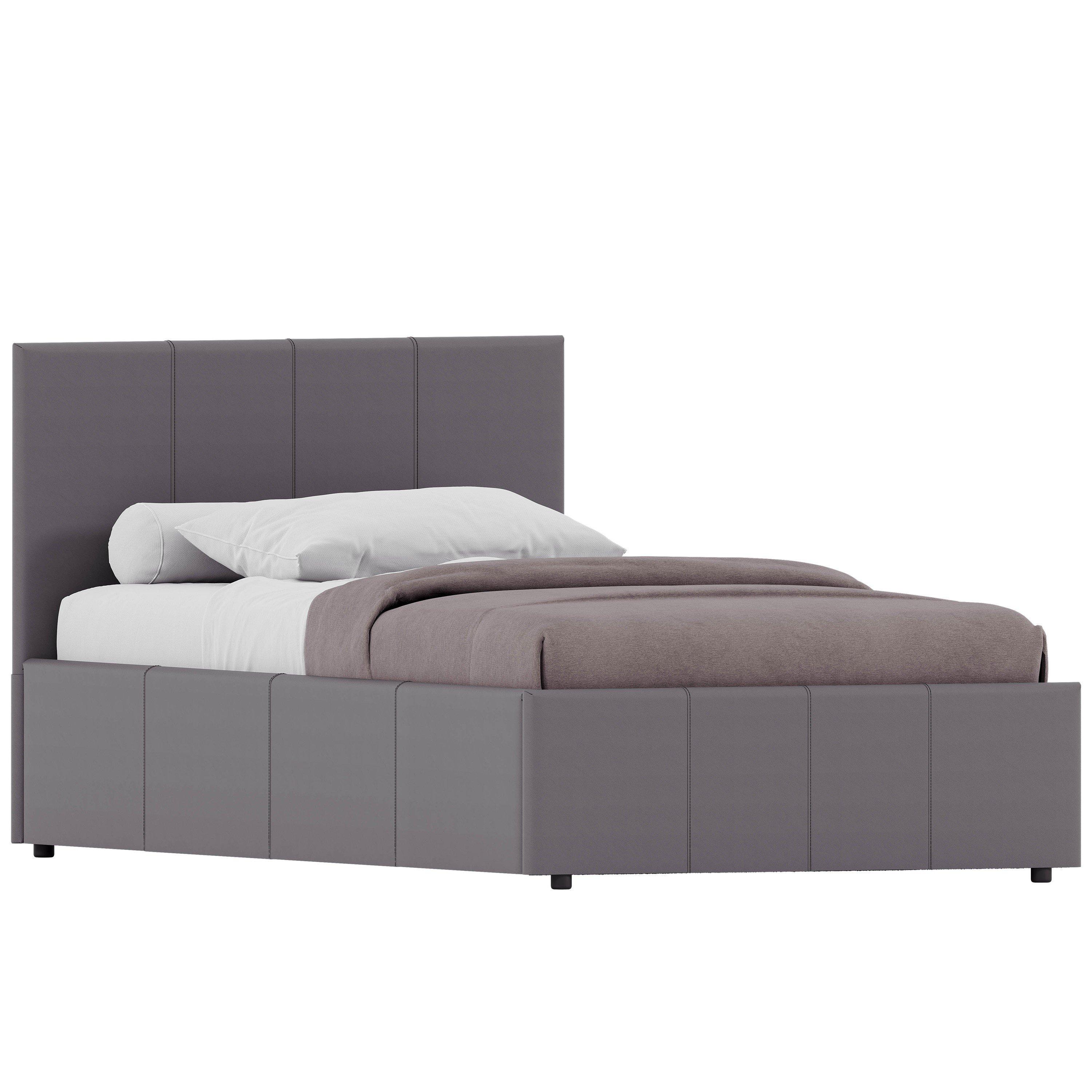 Grey - Lassic - Lisbon 3ft Single Ottoman Faux Leather Bed UKFR - 9