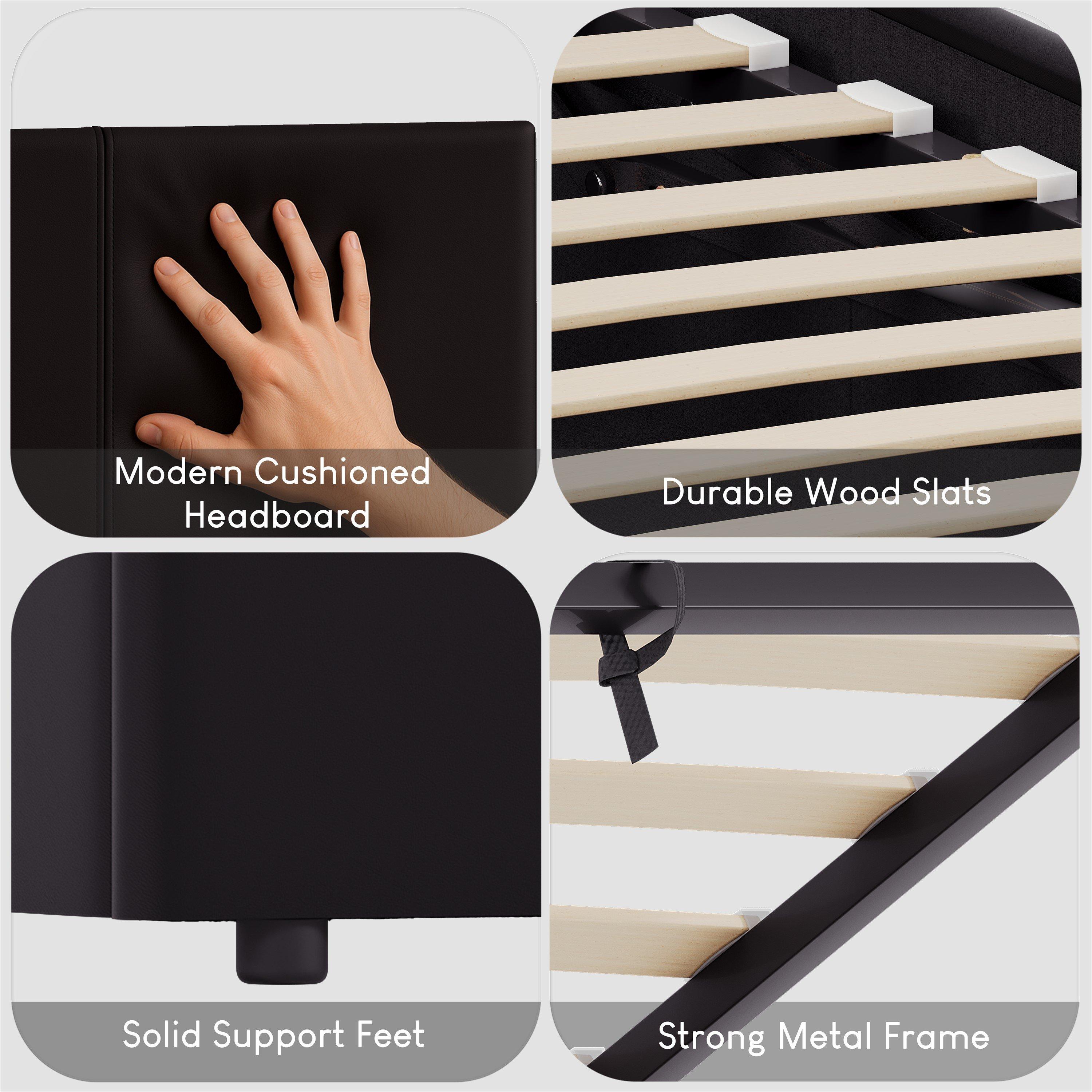 Black - Lassic - Lisbon 3ft Single Ottoman Faux Leather Bed UKFR - 5