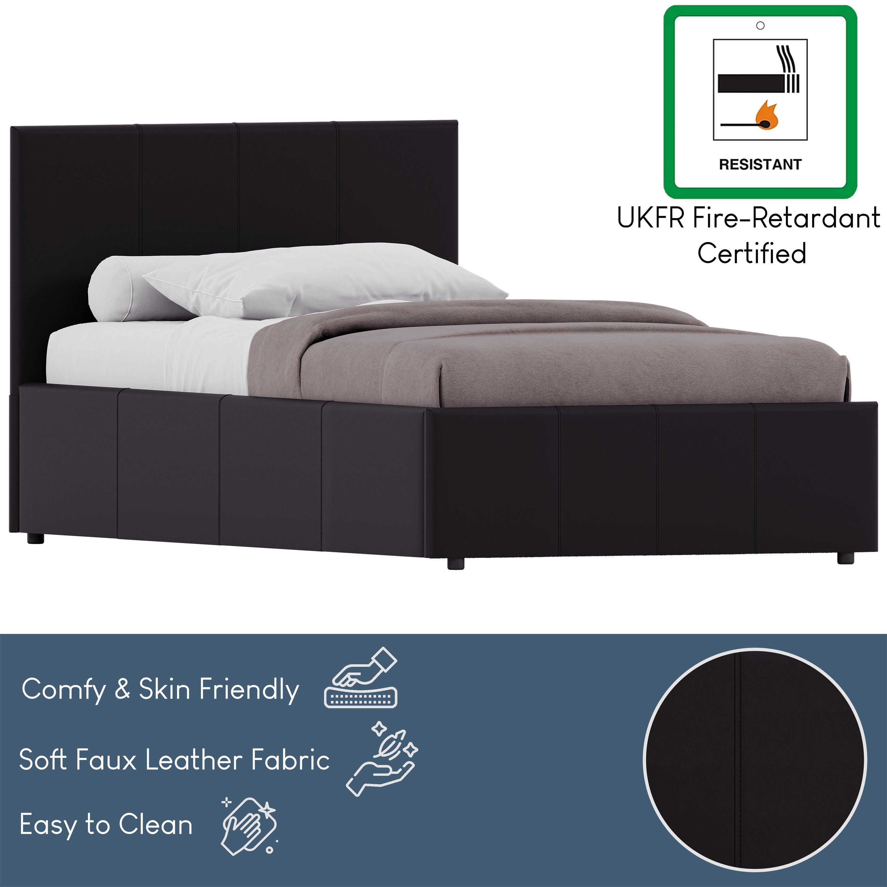 Black - Lassic - Lisbon 3ft Single Ottoman Faux Leather Bed UKFR - 8