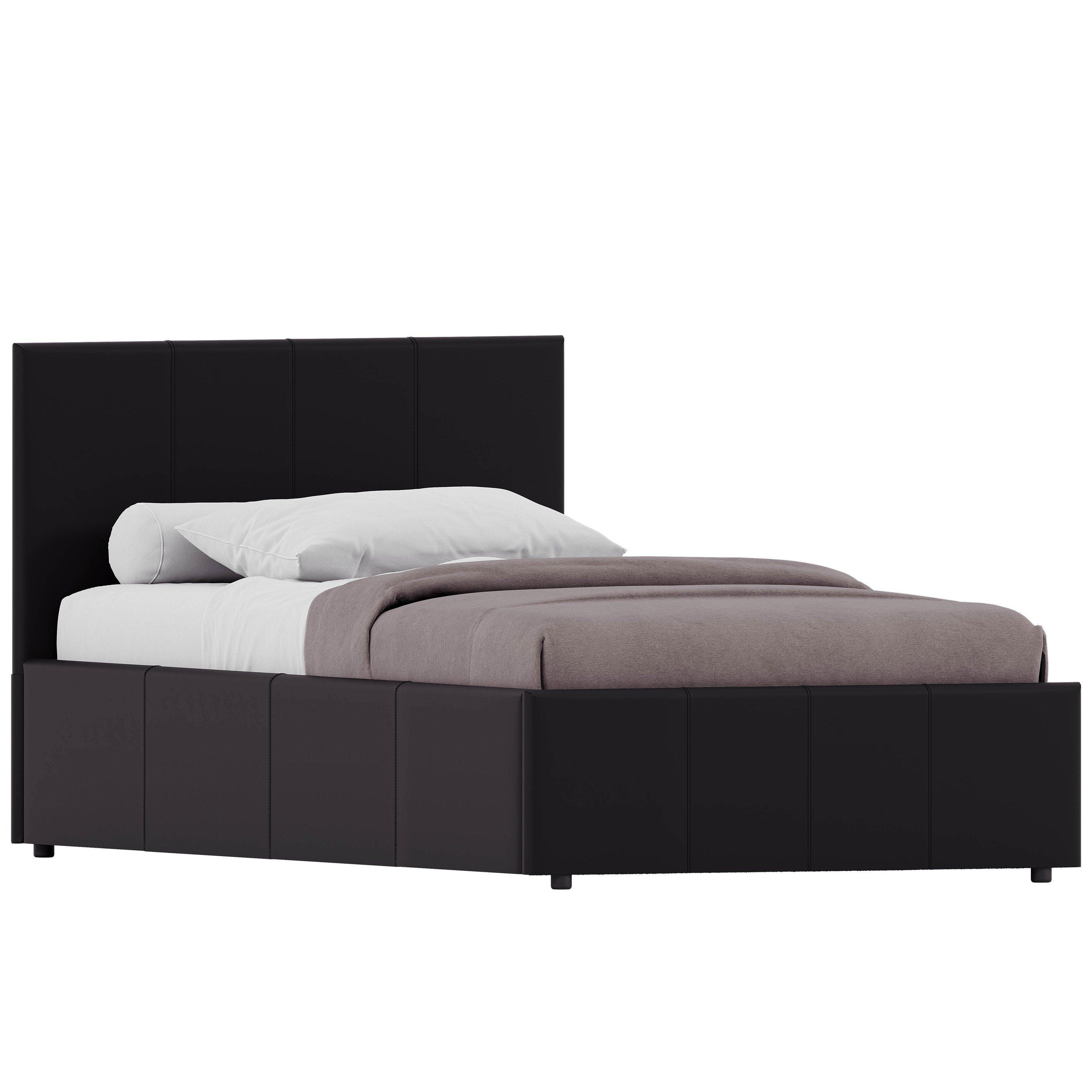 Black - Lassic - Lisbon 3ft Single Ottoman Faux Leather Bed UKFR - 9