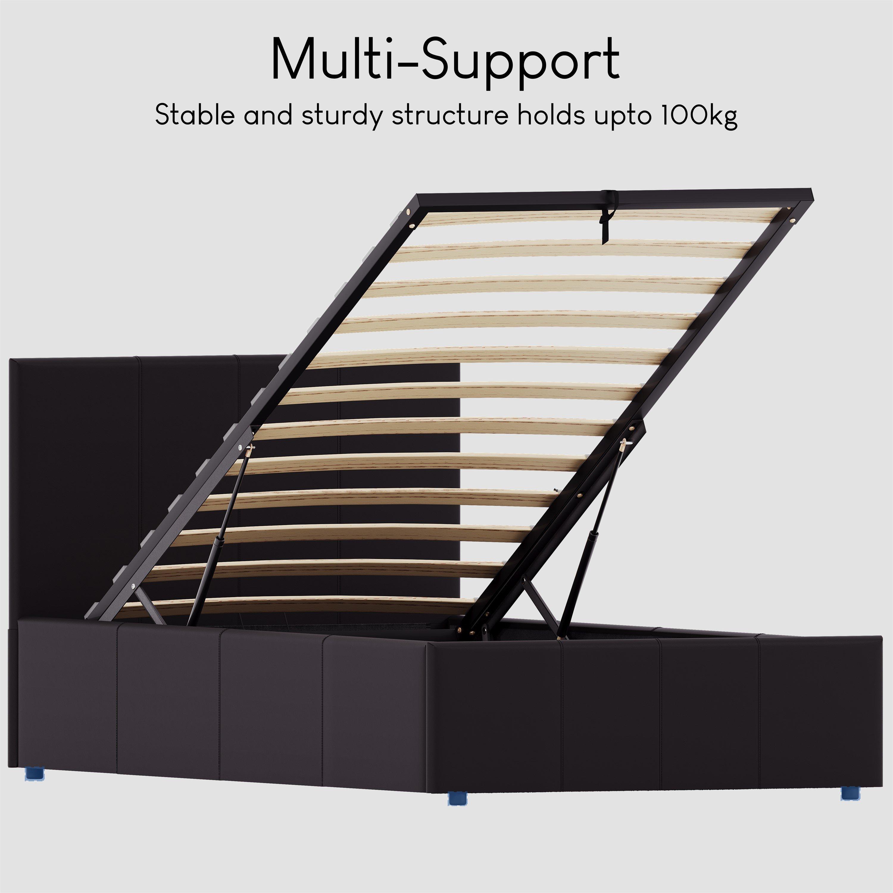 Brown - Lassic - Lisbon 3ft Single Ottoman Faux Leather Bed UKFR - 7