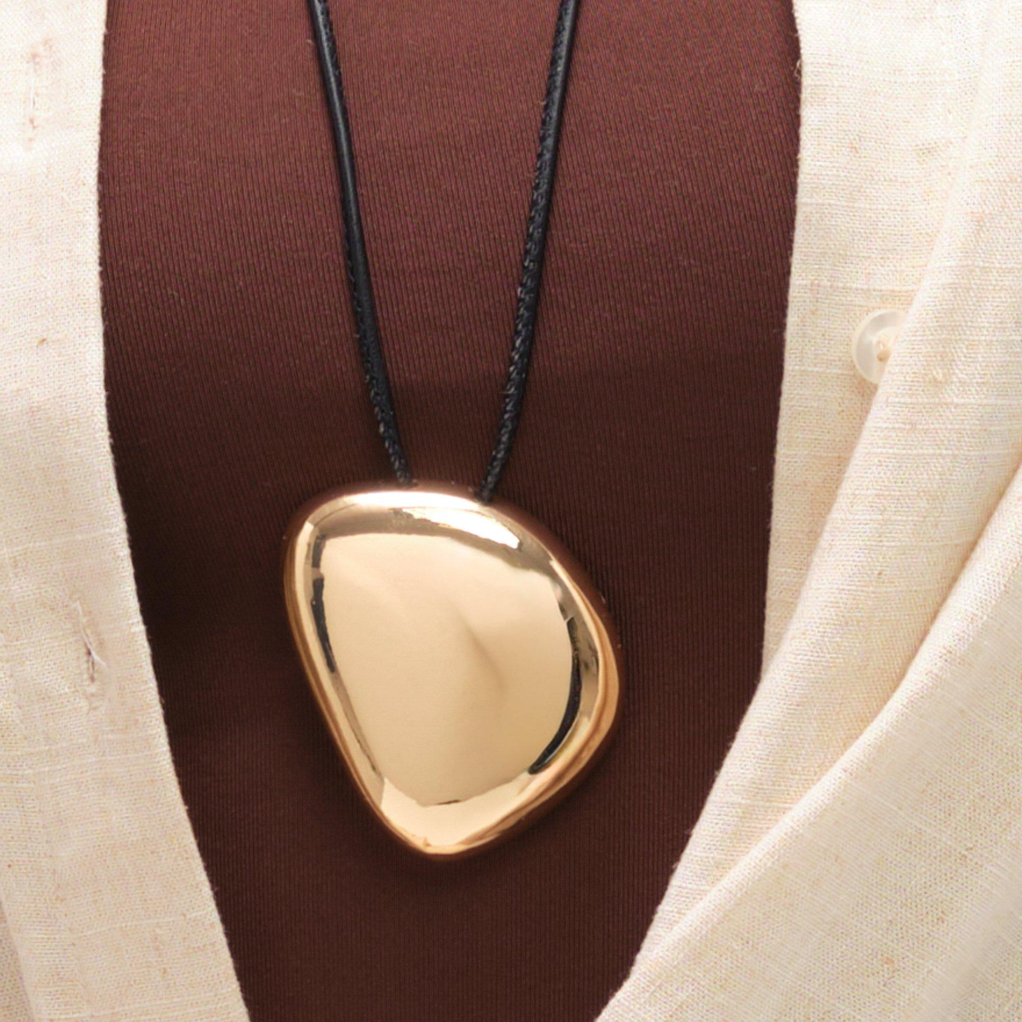 Gold - Mood - Gold Plated Statement Polished Cord Necklace - 3