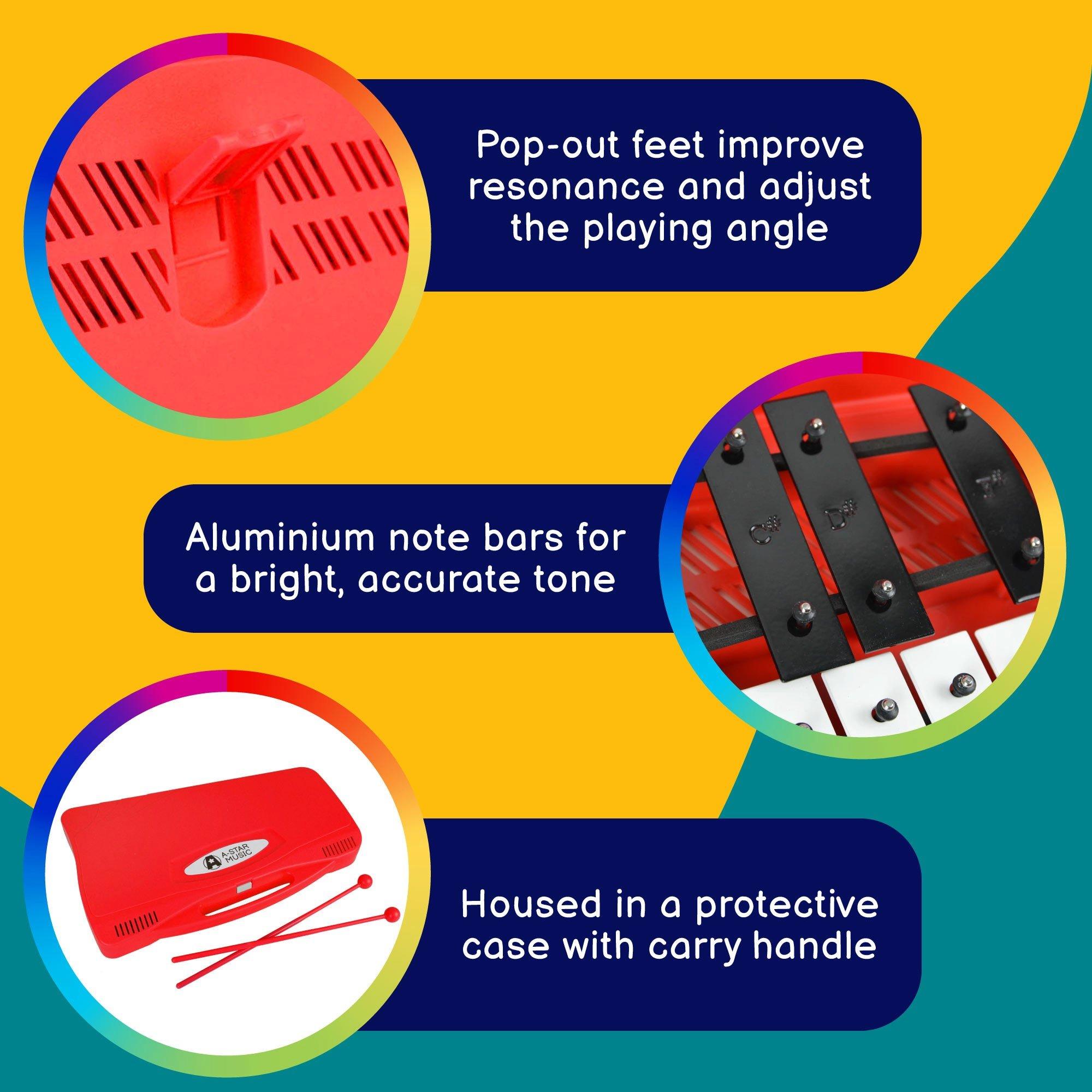 Red - A-Star - A-Star 25 Note Chromatic Glockenspiel - Rainbow - 3