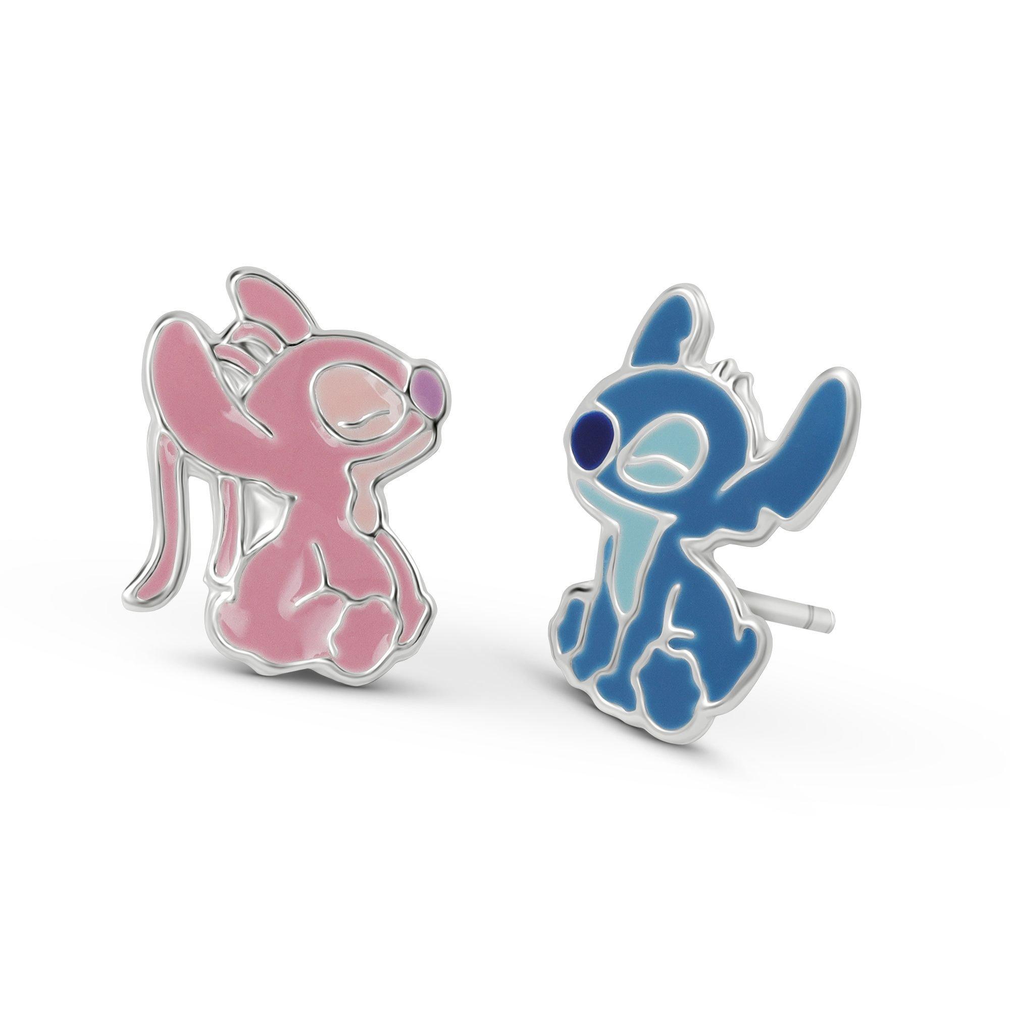 Silver - Disney Stitch - Stitch & Angel sterling silver 925 stud earrings - 2