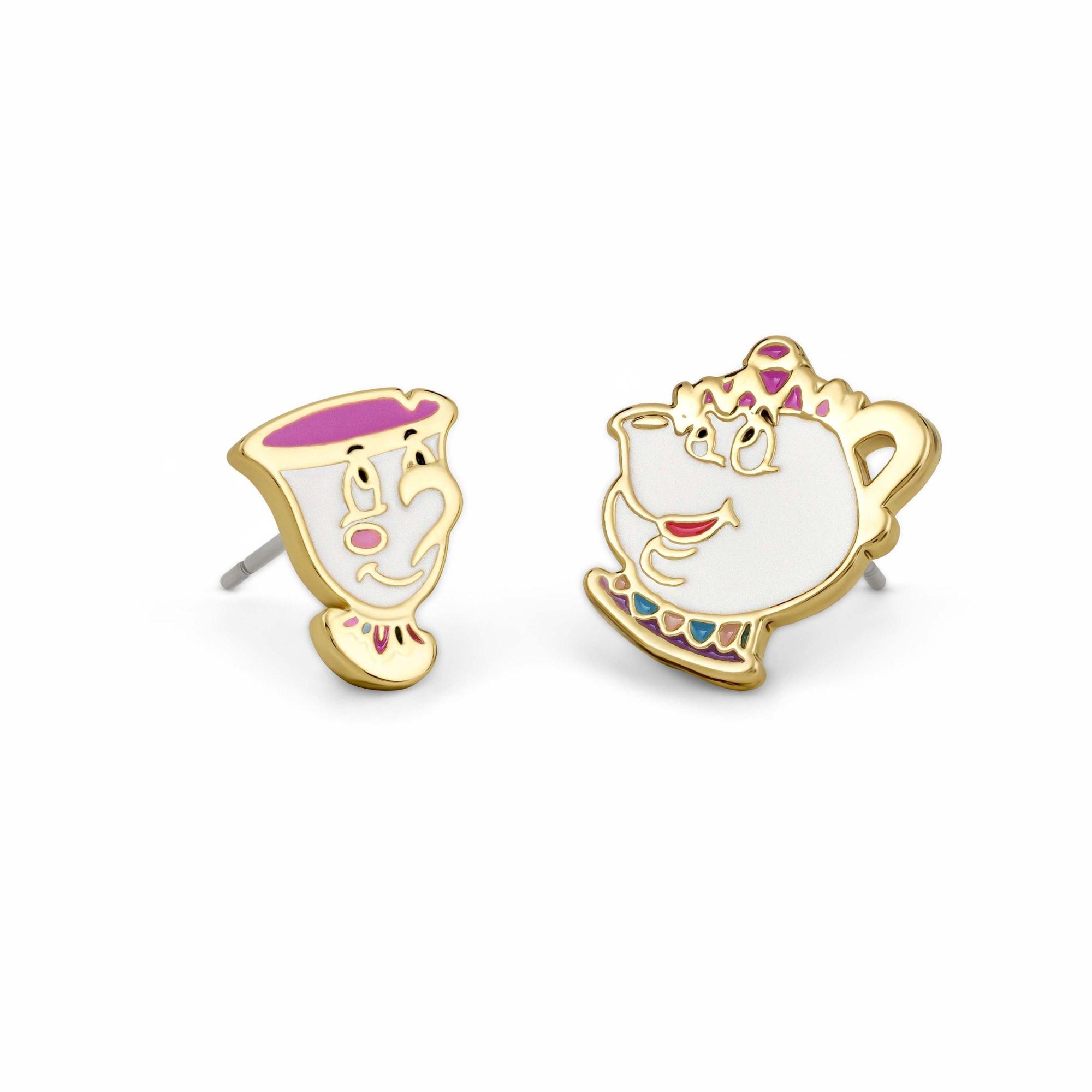 Gold - Disney - Beauty & the Beast mismatch stud earrings - 1