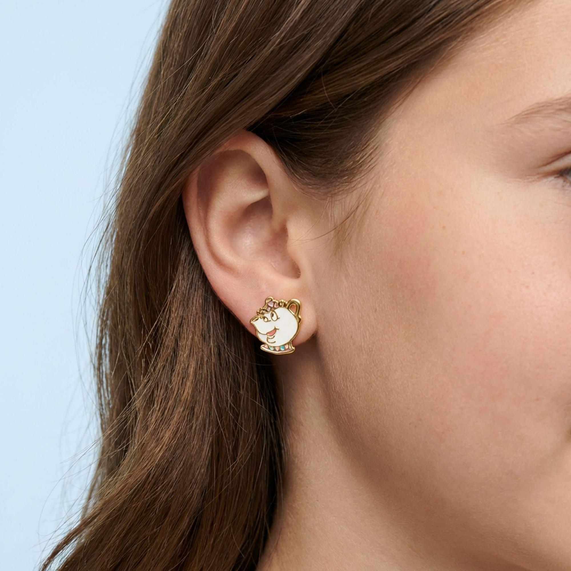 Gold - Disney - Beauty & the Beast mismatch stud earrings - 2