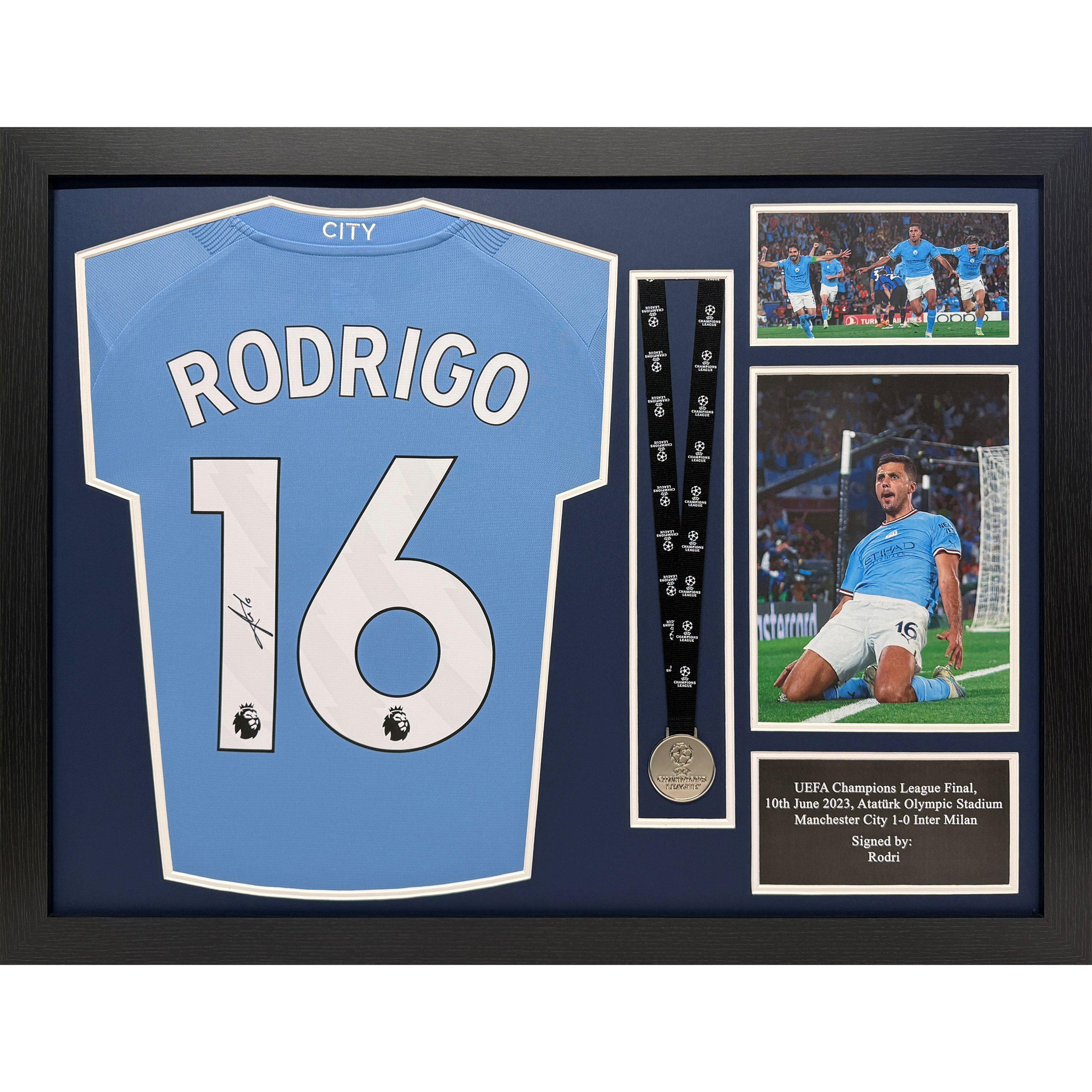 Allstarsignings Ltd  Rodri Signed & Framed Manchester City Shirt - Blue