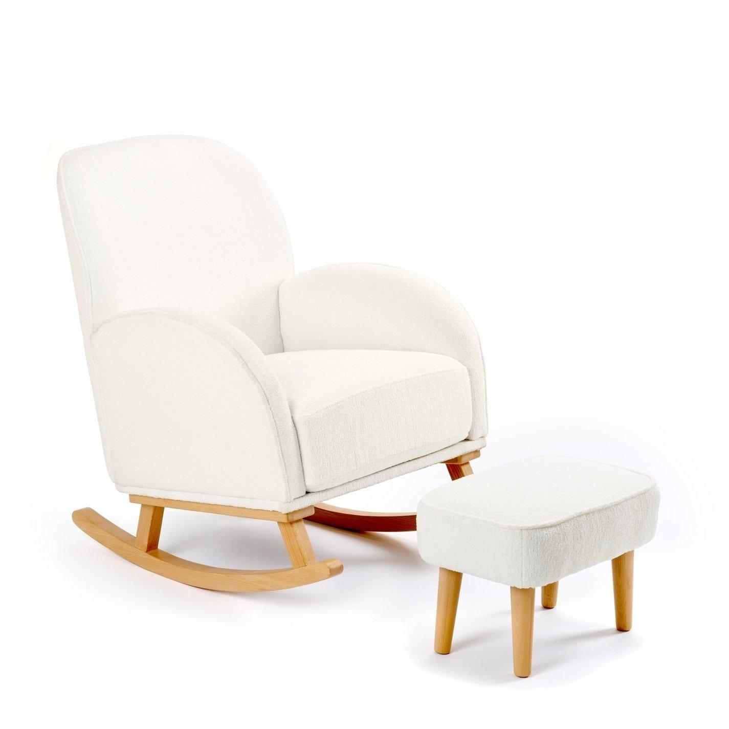 Off White Boucl - Babymore - Freya Nursing Chair with stool - Off White Bouclé - 1
