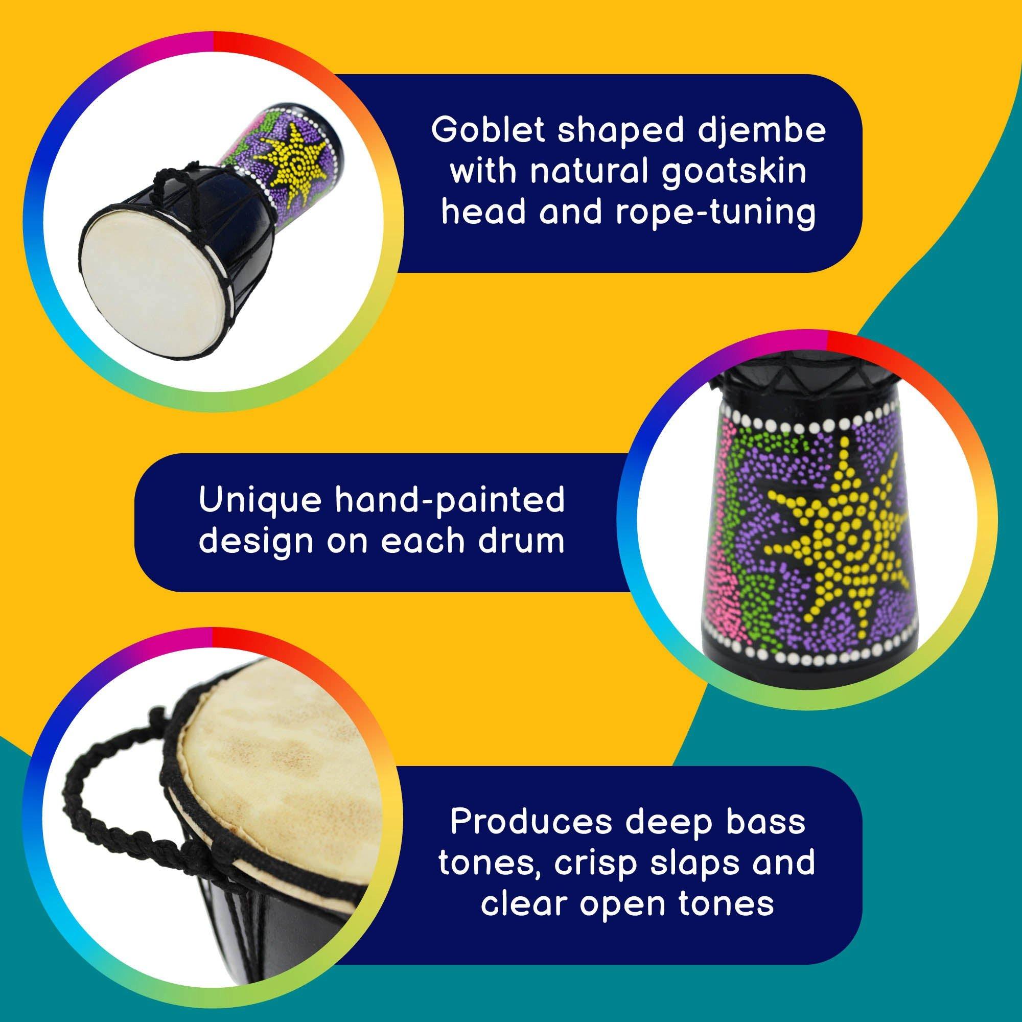 Natural - A-Star - A-Star 5 inch Painted Djembe - 2