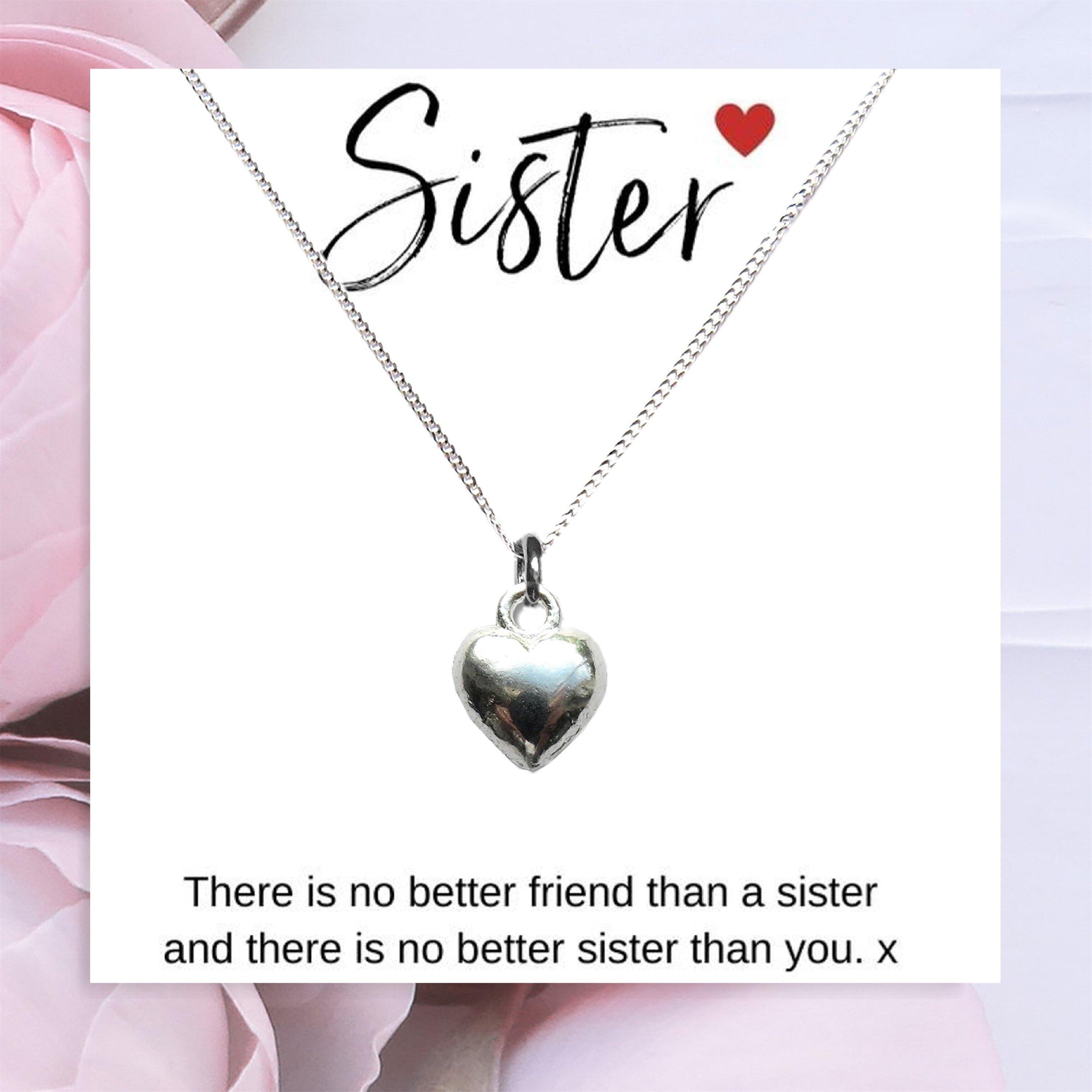 Silver - Aye Do - Heart Necklace & Sister Gift Card 613-CDSS-NKhrt - 1