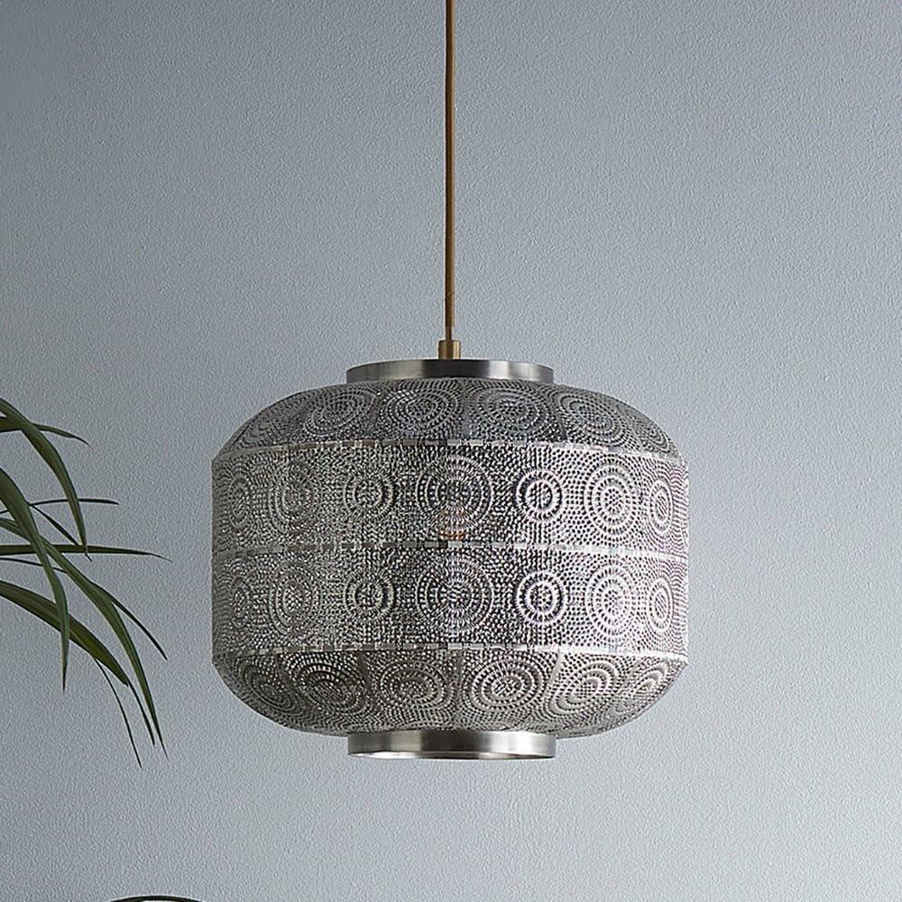 Satin Nickel - K Living - Enva Geometric Pattern Moroccan Light Pendant - 1