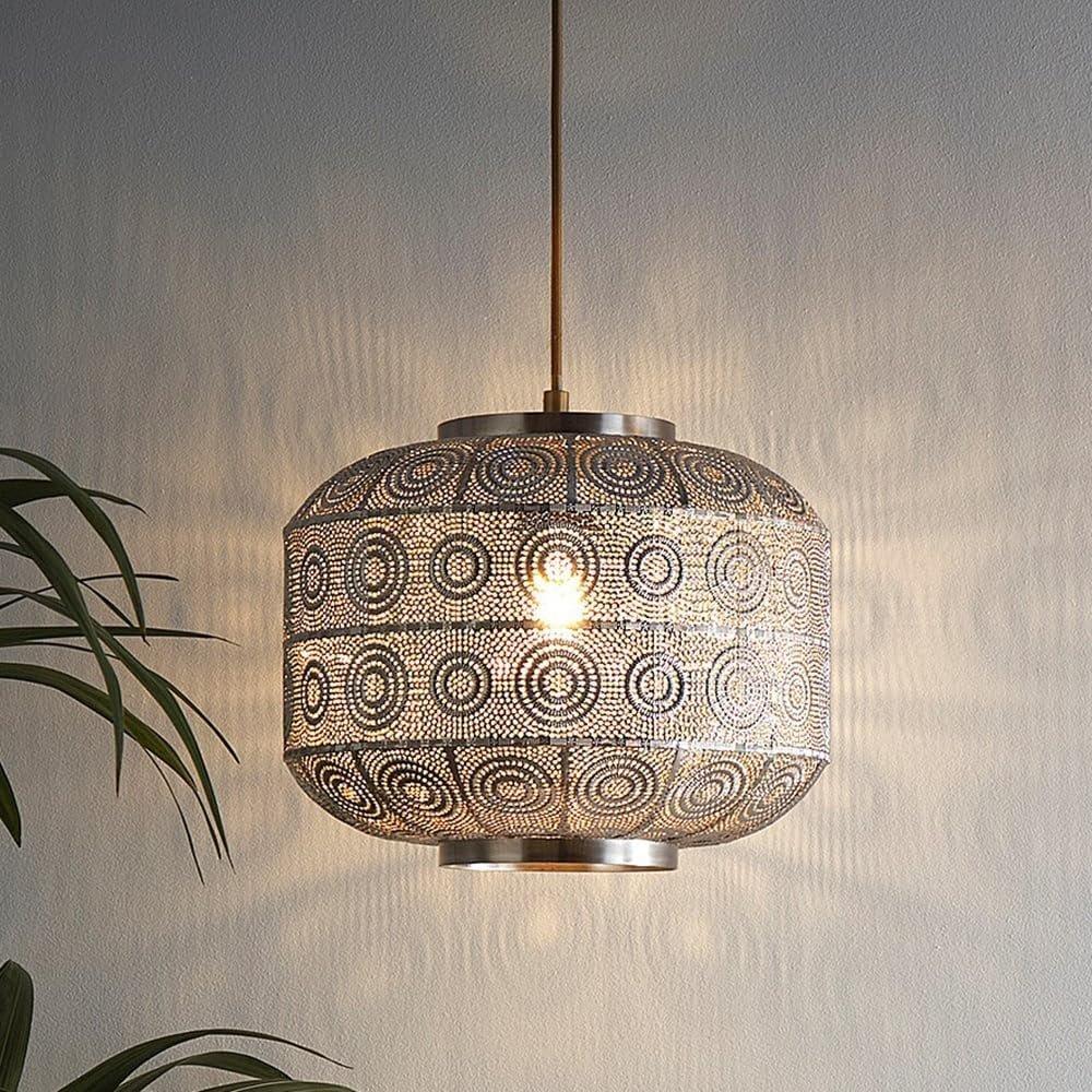Satin Nickel - K Living - Enva Geometric Pattern Moroccan Light Pendant - 2