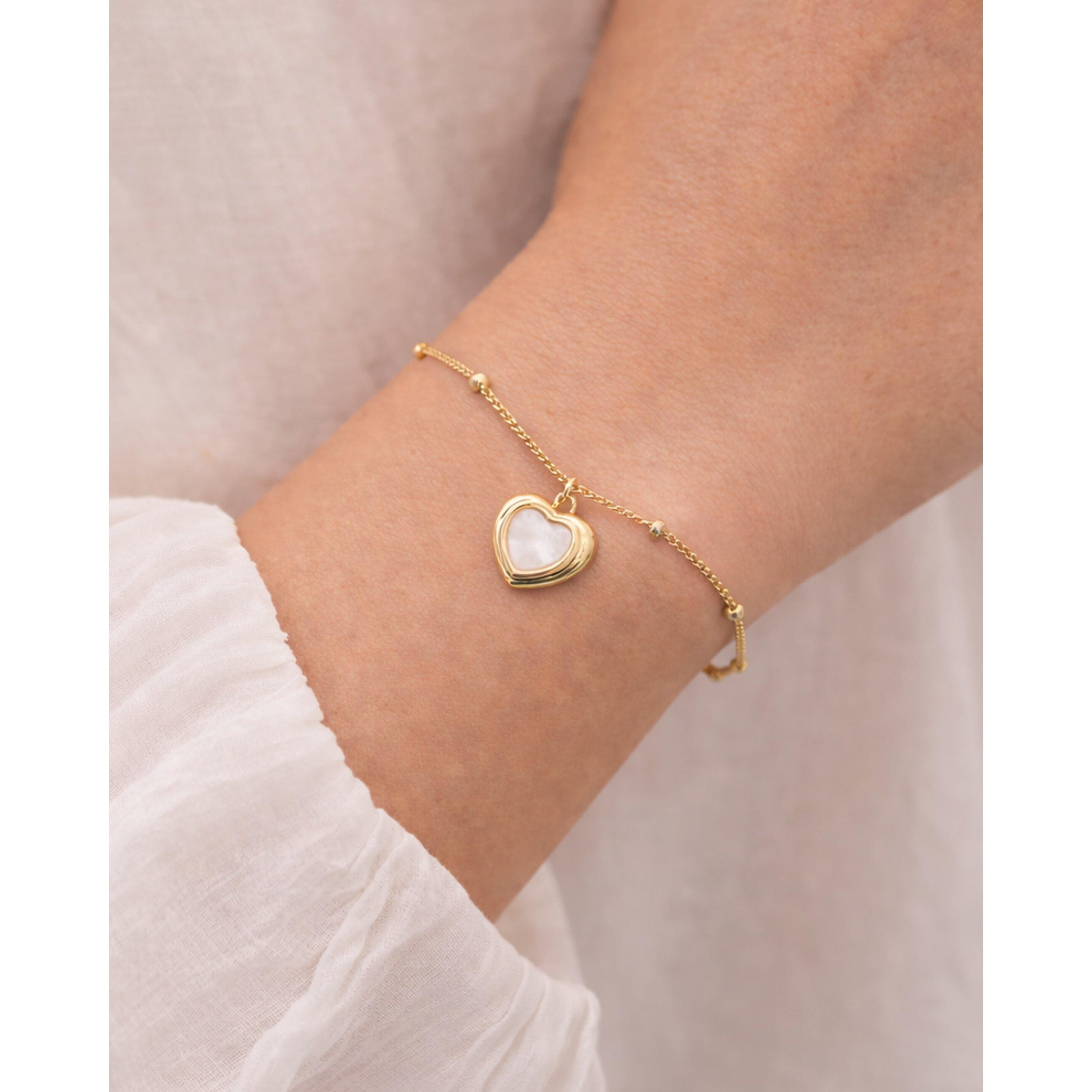 Gold - Inicio - Gold Mother of Pearl Heart Bracelet - Gift Pouch - 3