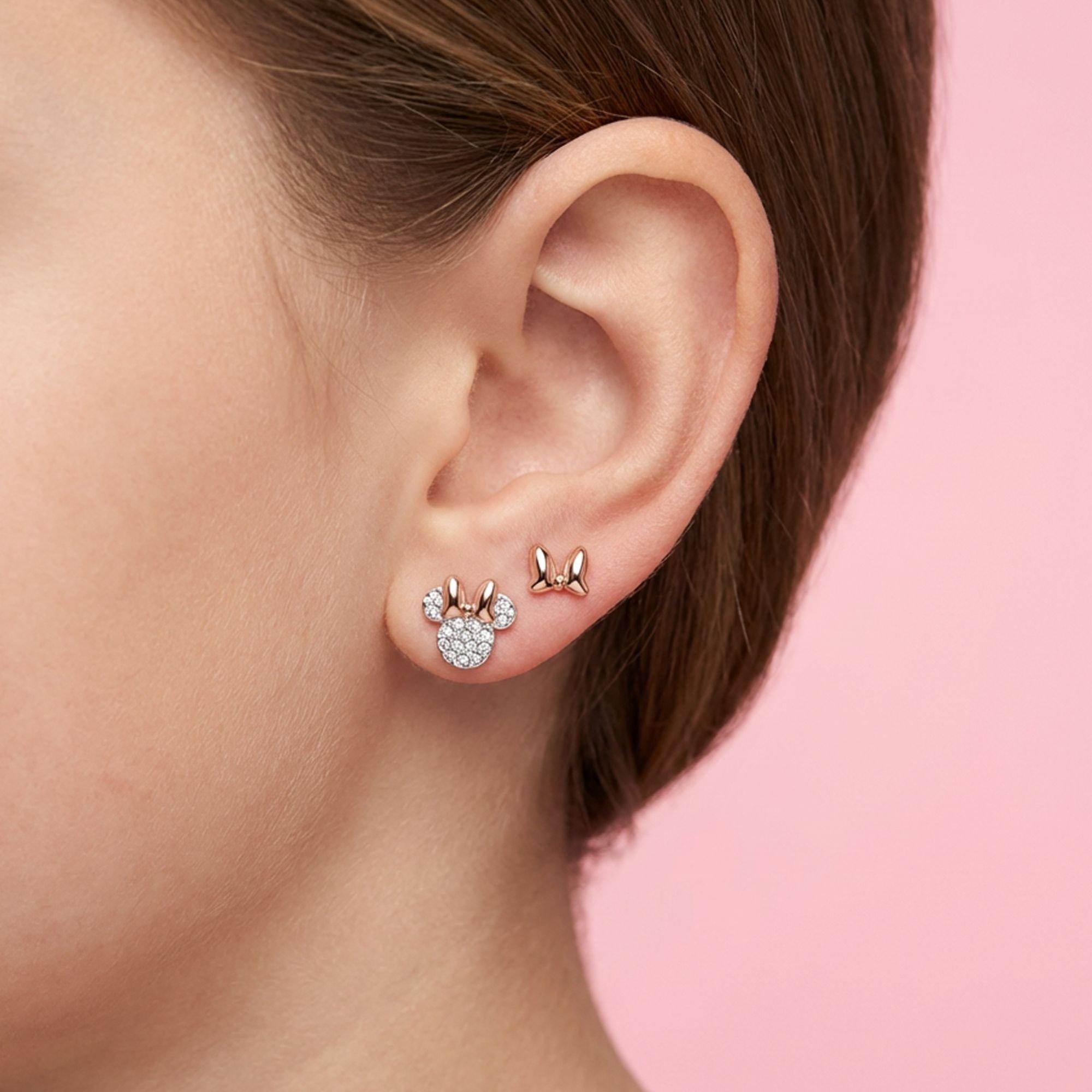 Silver - Minnie Mouse - Minnie Mouse silver/rose gold stud earring set - 2