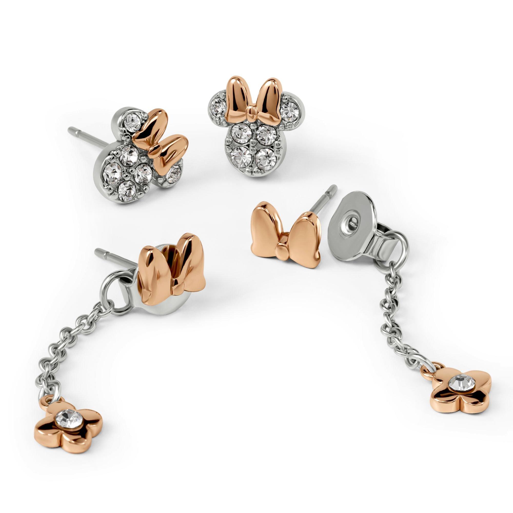 Silver - Minnie Mouse - Minnie Mouse silver stud and dangle earring set - 2