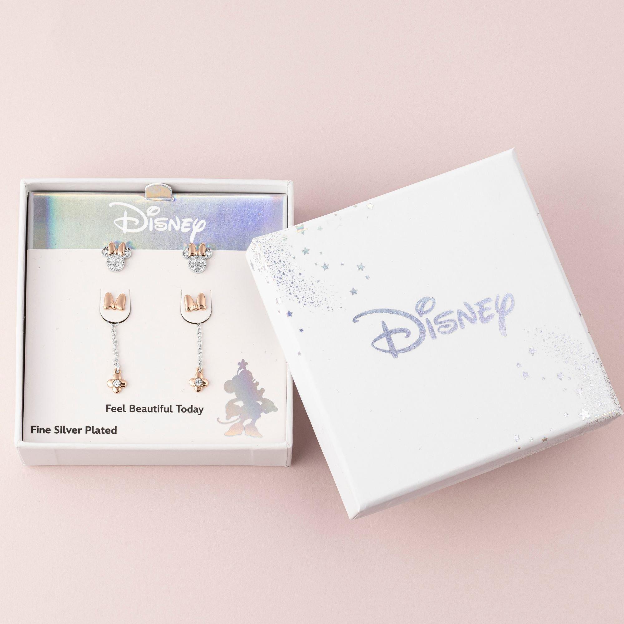 Silver - Minnie Mouse - Minnie Mouse silver stud and dangle earring set - 3