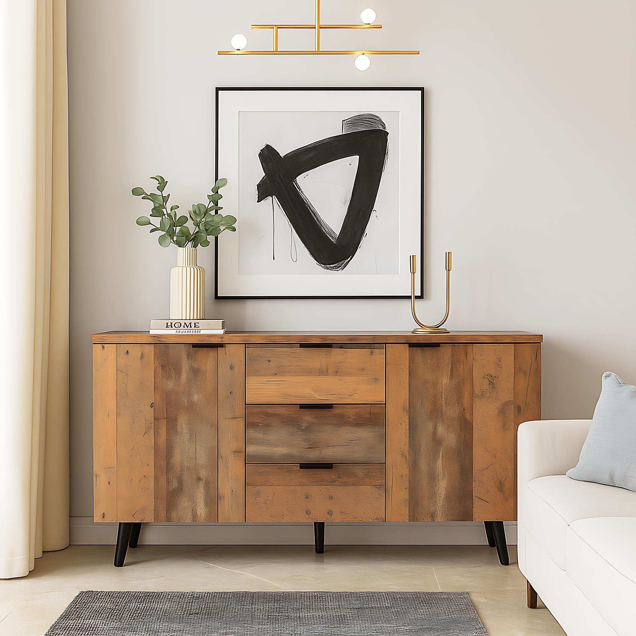 Urban Meuble  Rustic Sideboard Space Saver Ample Storage - Brown