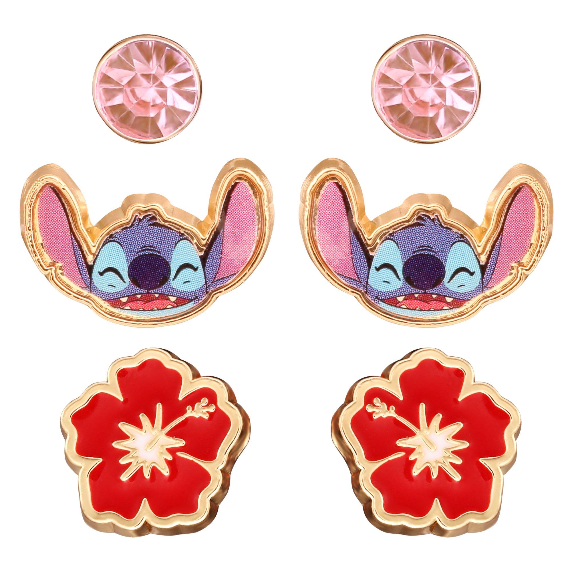 Gold - Disney Stitch - Stitch 3 PC pink earring set - 1