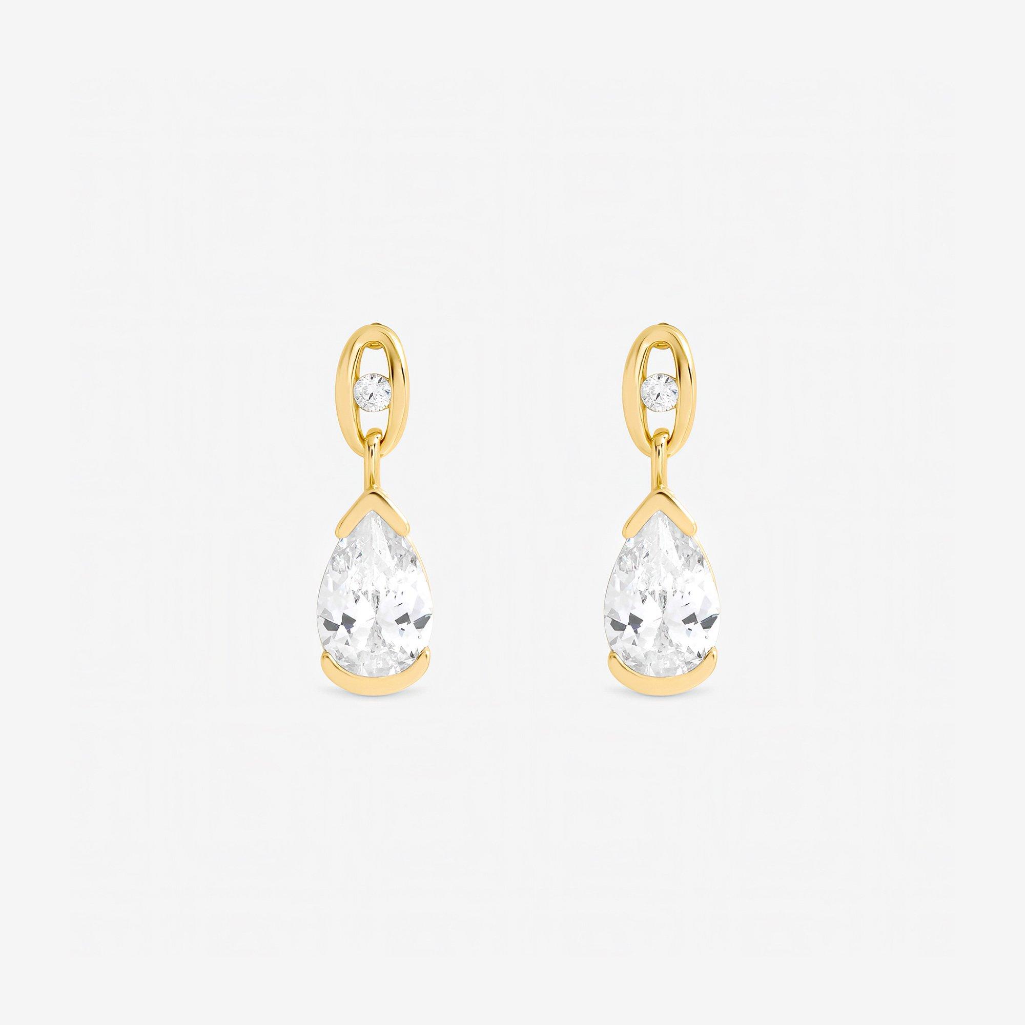 Silver - Jon Richard - Gold Plated and Cubic Zirconia Pear Drop Earrings