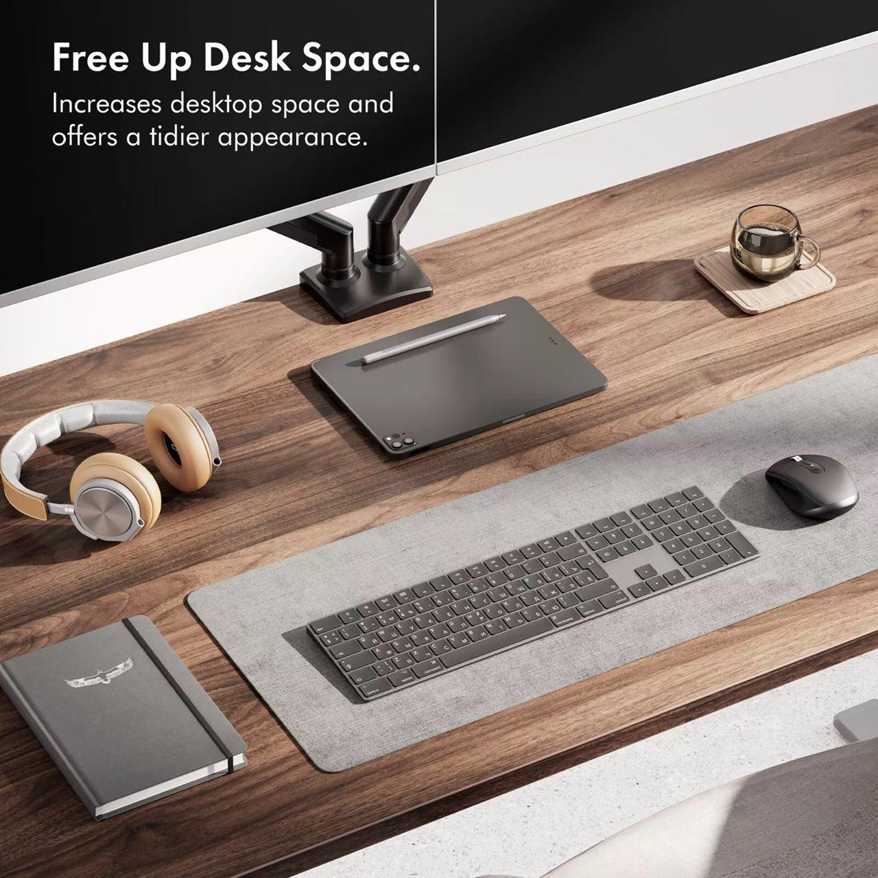 Black - VonHaus - Gas Lift Dual Monitor Arm with Clamp - 6