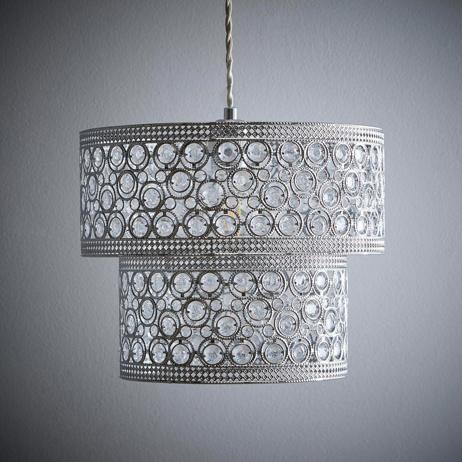 K Living  Hazel 2-Tier Light Pendant With Acrylic Beads - Chrome