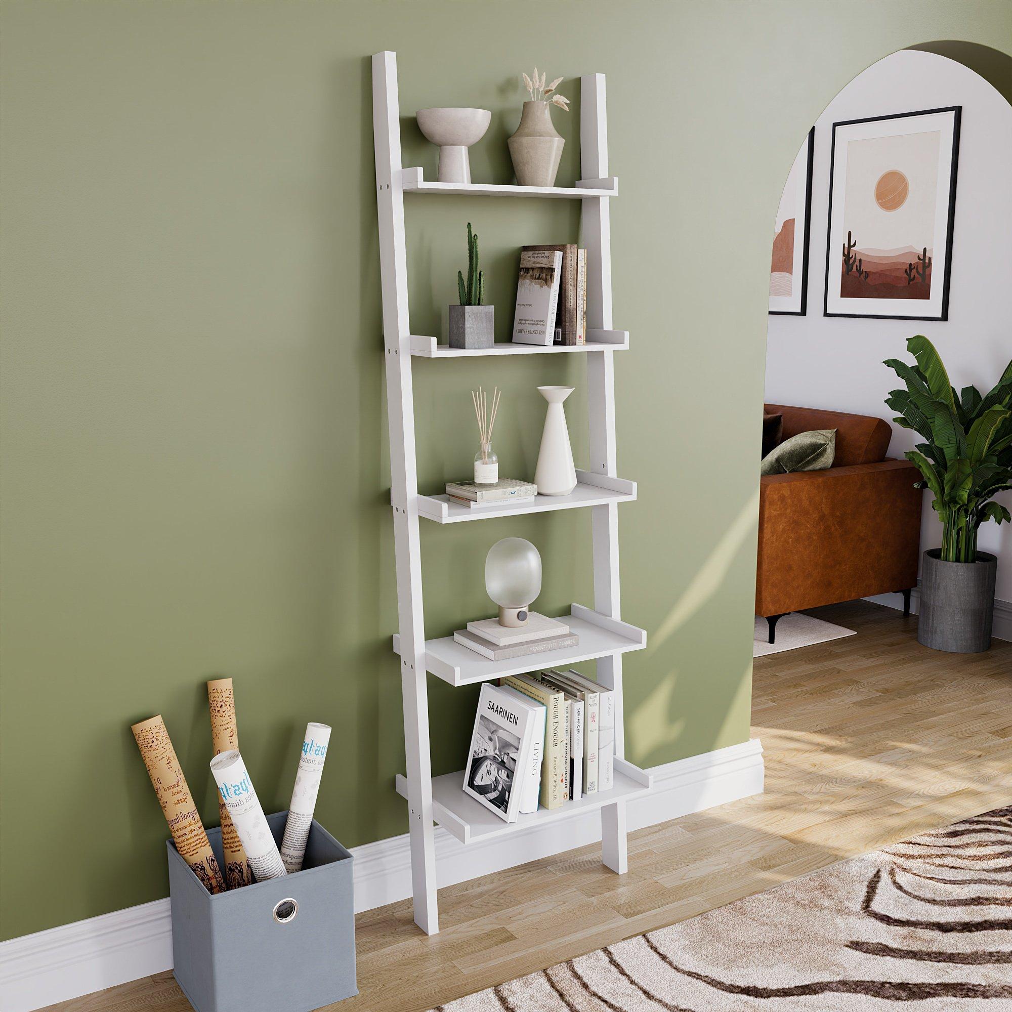 Lassic  Vida Designs York 5 Tier Ladder Bookcase - White - 5 Tier