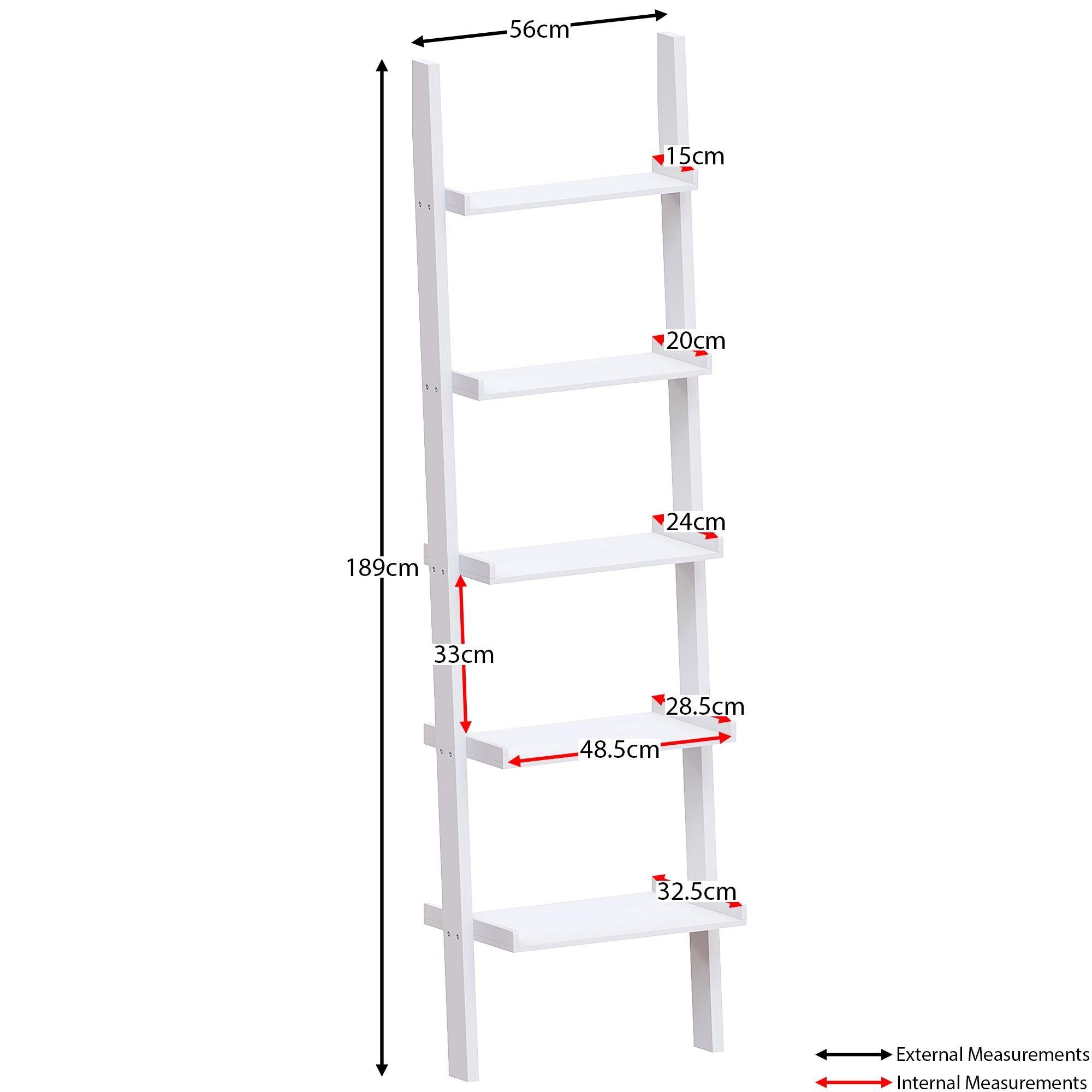 White - Lassic - Vida Designs York 5 Tier Ladder Bookcase - 2