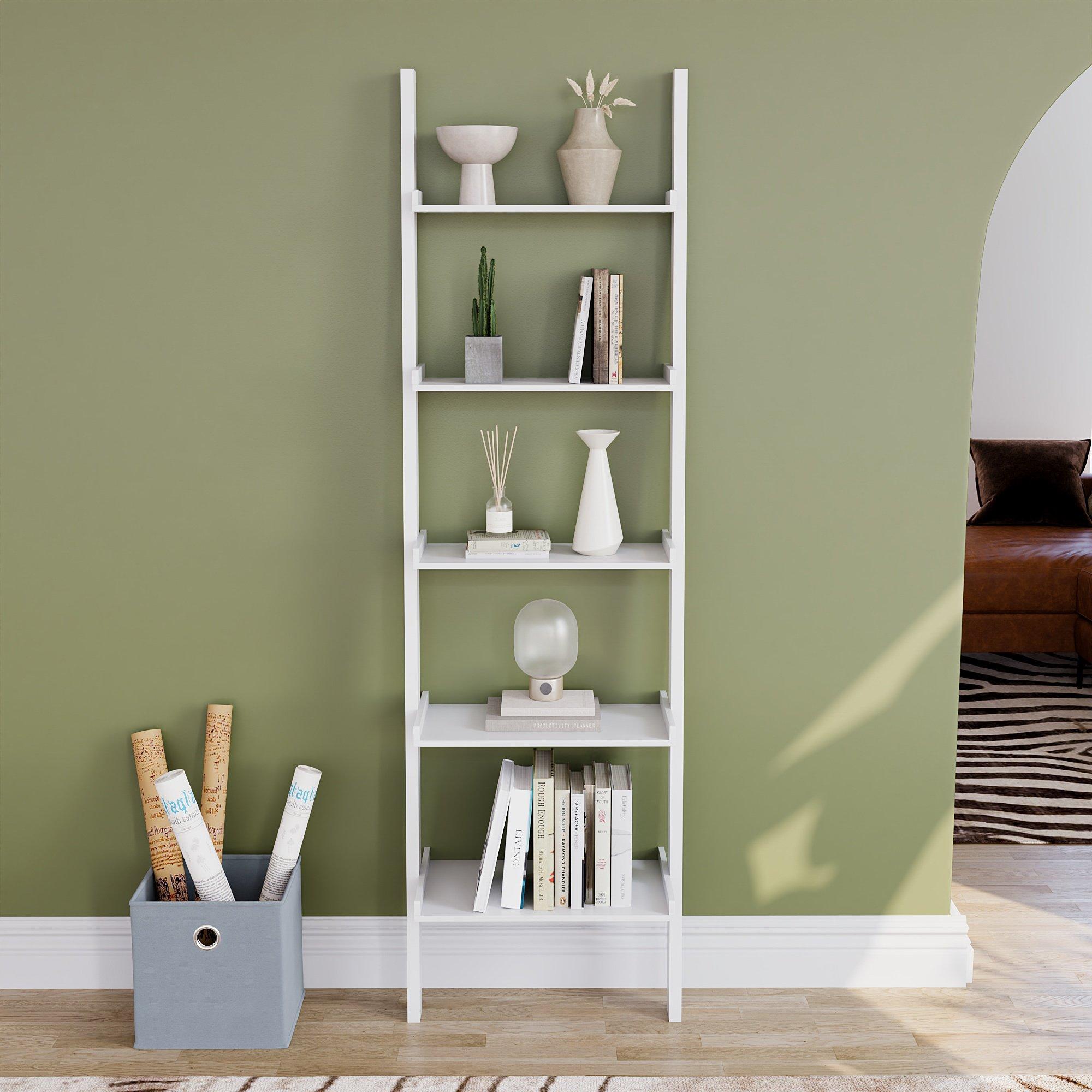 White - Lassic - Vida Designs York 5 Tier Ladder Bookcase - 3
