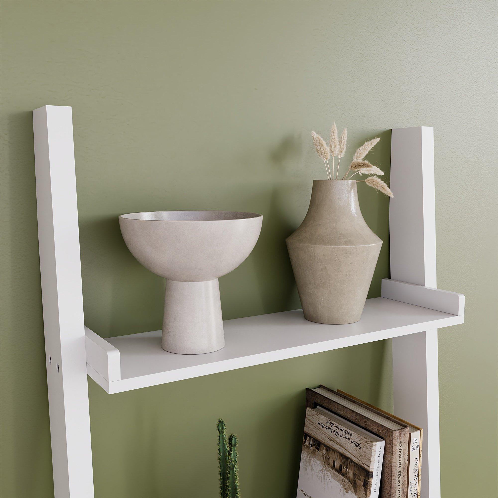 White - Lassic - Vida Designs York 5 Tier Ladder Bookcase - 4