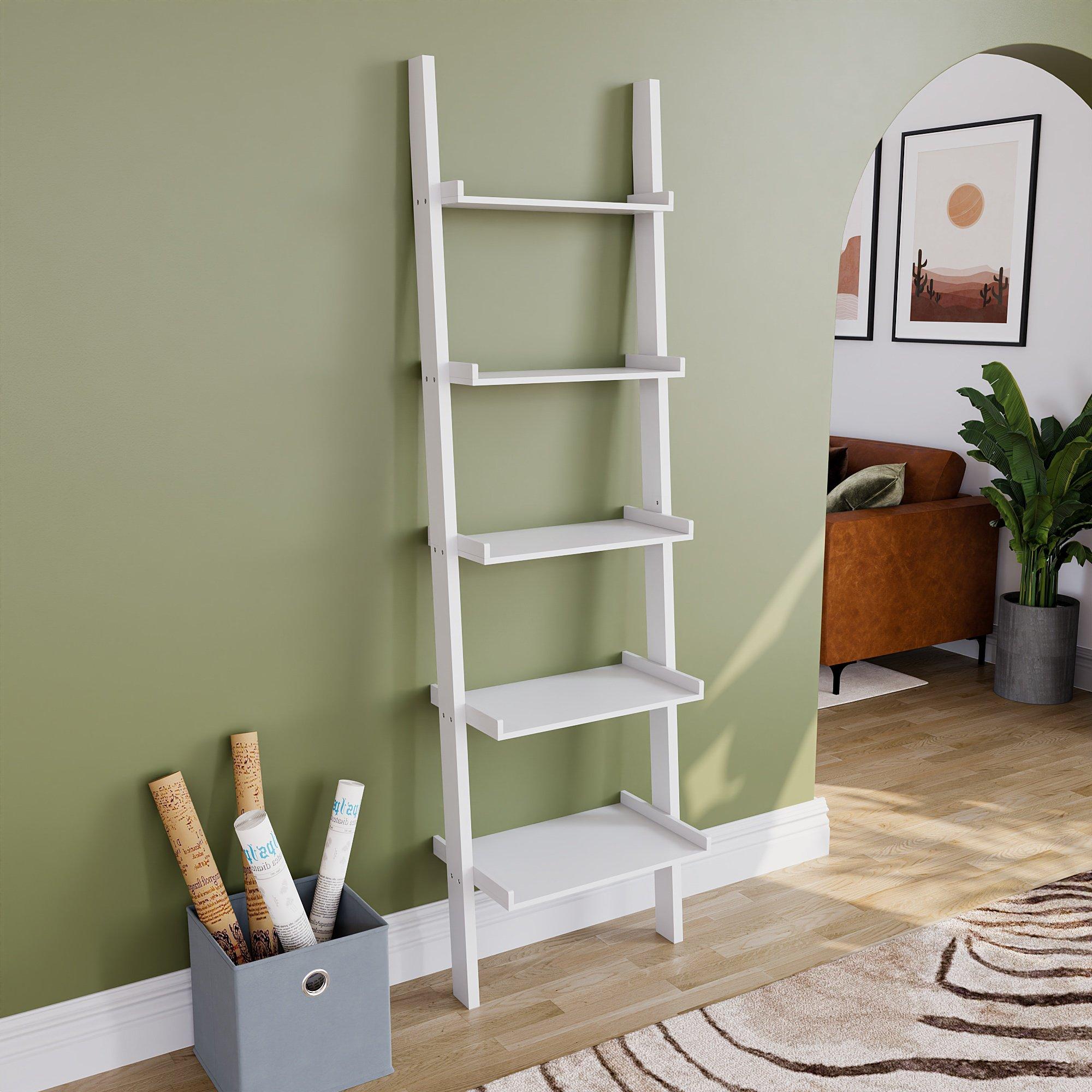 White - Lassic - Vida Designs York 5 Tier Ladder Bookcase - 7