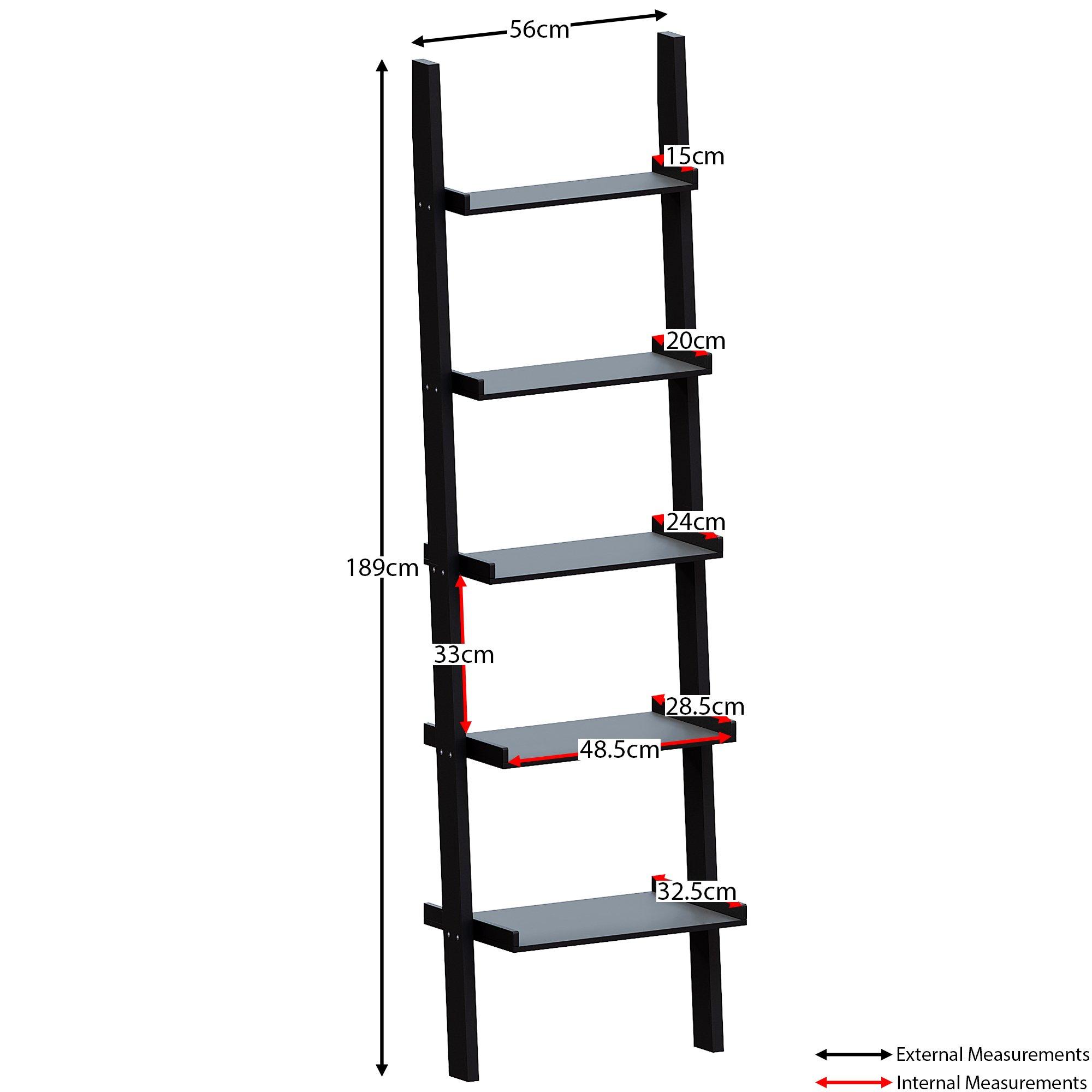 Black - Lassic - Vida Designs York 5 Tier Ladder Bookcase - 2