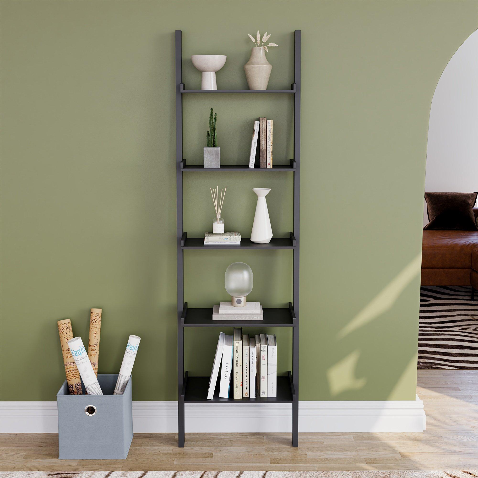 Black - Lassic - Vida Designs York 5 Tier Ladder Bookcase - 3