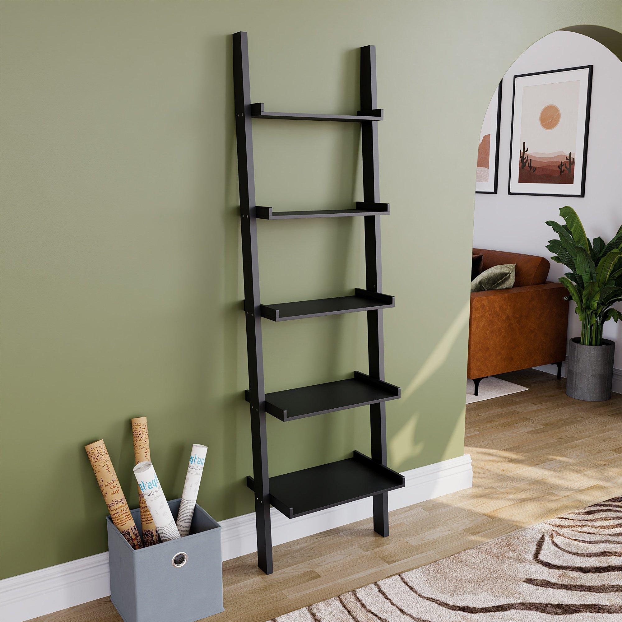 Black - Lassic - Vida Designs York 5 Tier Ladder Bookcase - 7