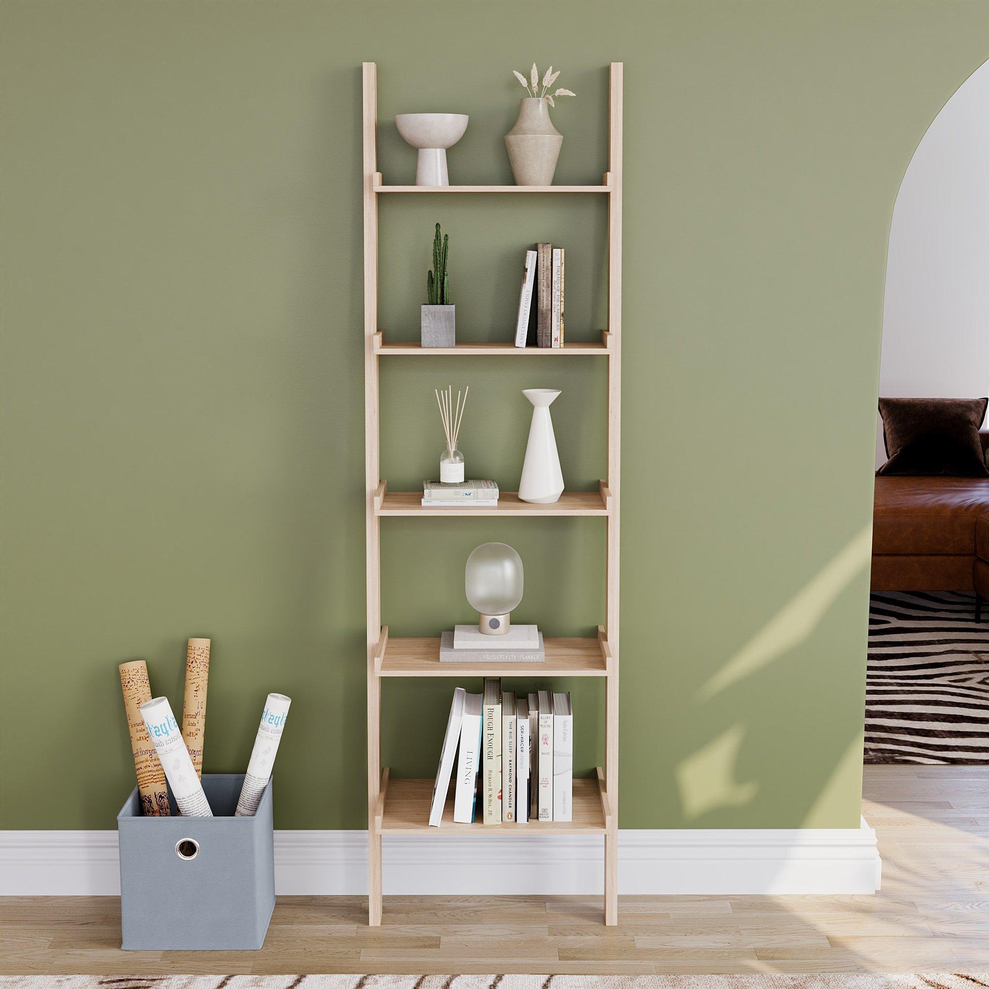 Pine - Lassic - Vida Designs York 5 Tier Ladder Bookcase - 3