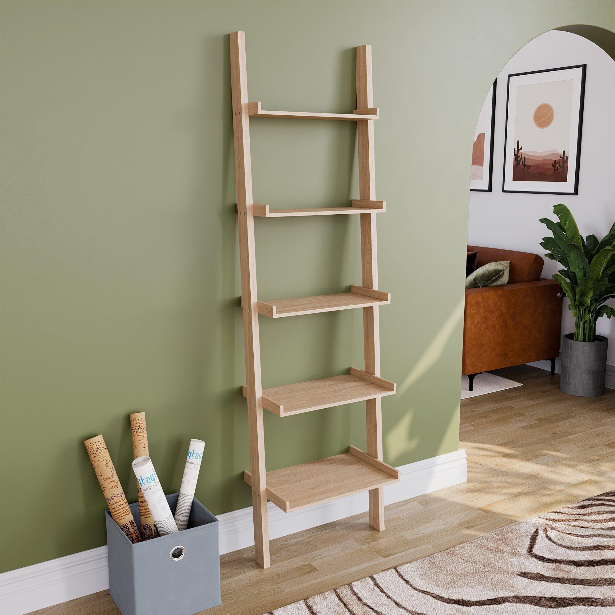 Pine - Lassic - Vida Designs York 5 Tier Ladder Bookcase - 7
