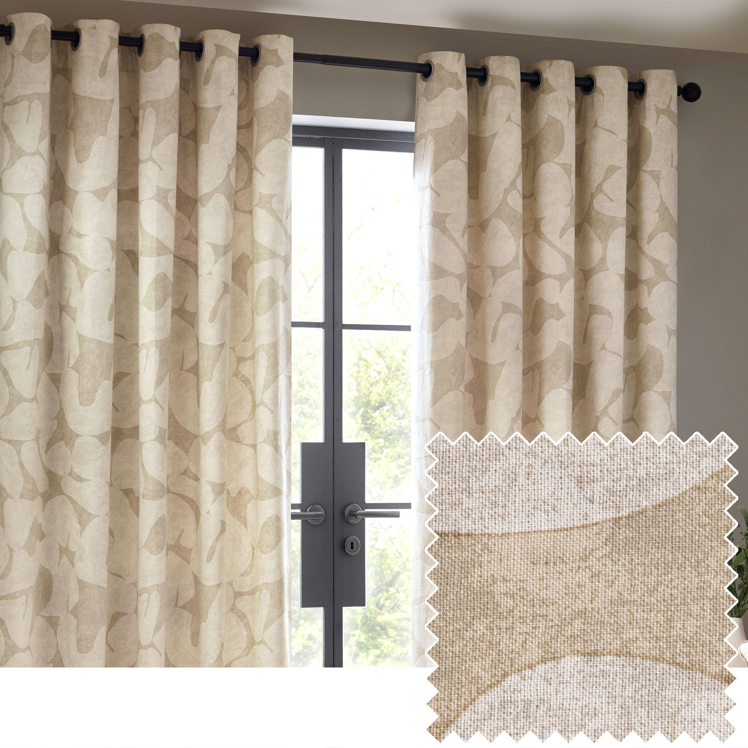 Natural - Hoem - Brinn Abstract Eyelet Curtains - 6
